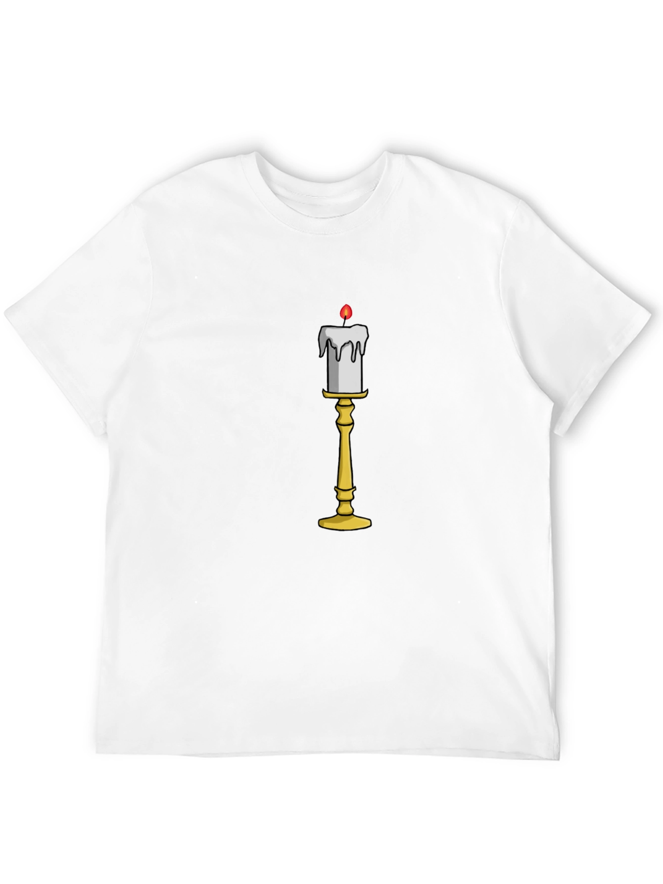 Candle Stand Graphic Tee - Soft Black Cotton Shirt