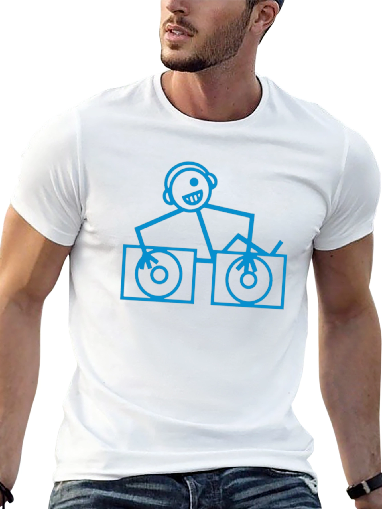 DJ Stick Figure Graphic T-Shirt