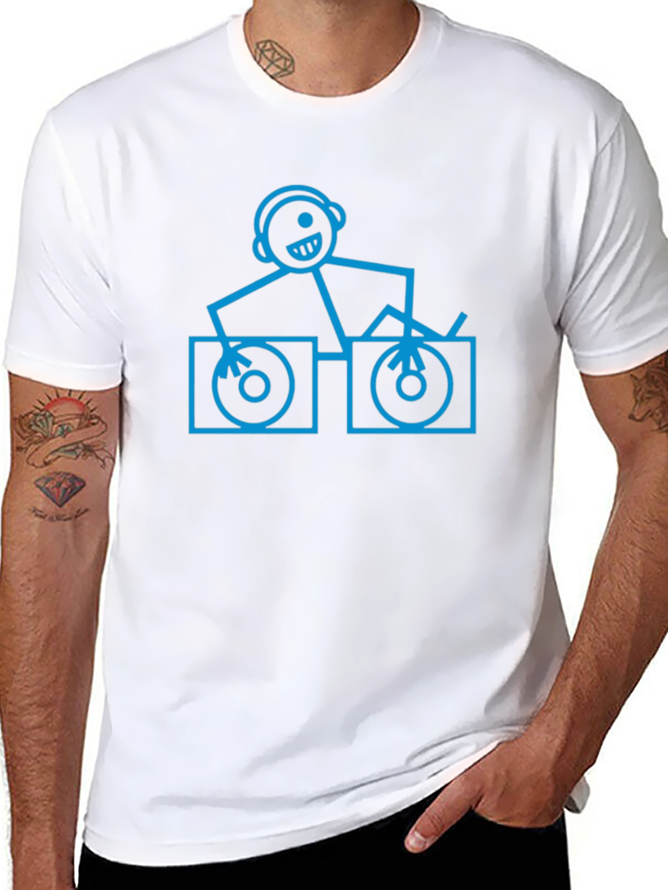DJ Stick Figure Graphic T-Shirt
