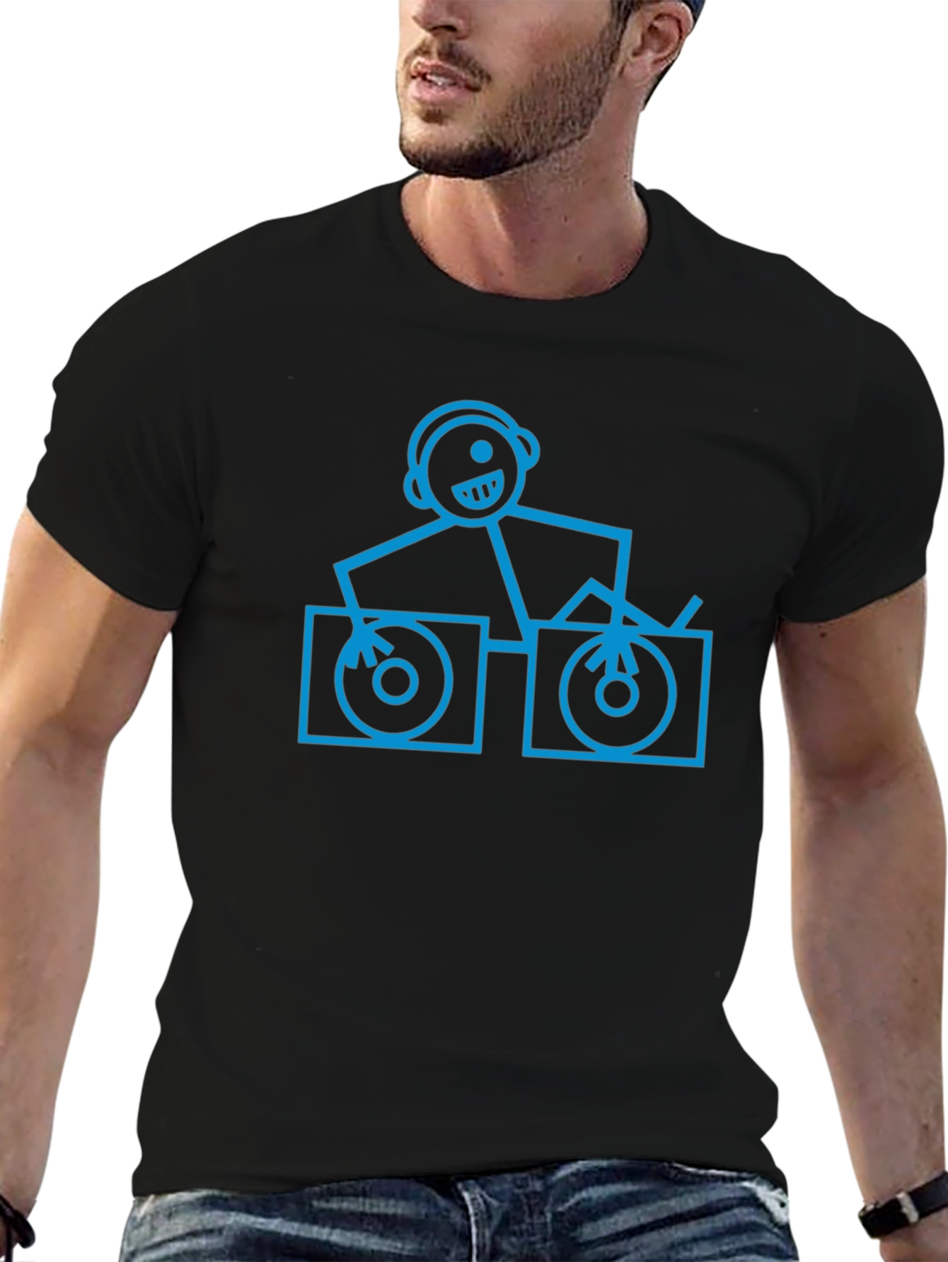 DJ Stick Figure Graphic T-Shirt