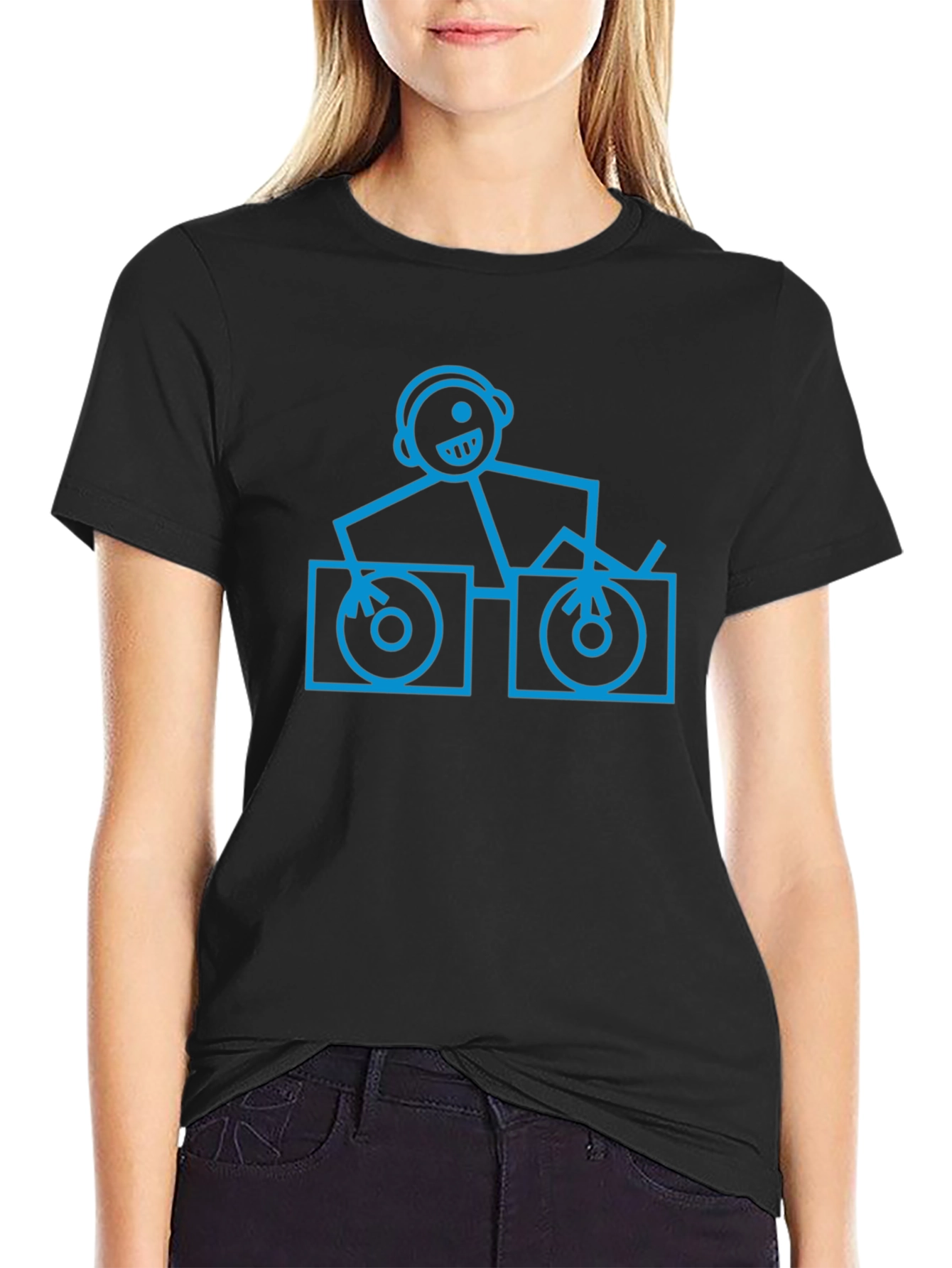 DJ Stick Figure Graphic T-Shirt
