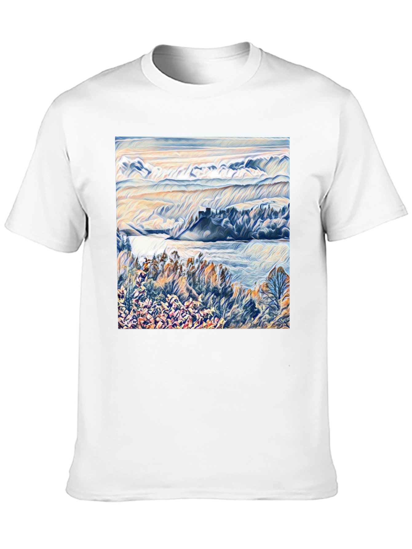 Scenic Landscape Graphic Print Black T-Shirt