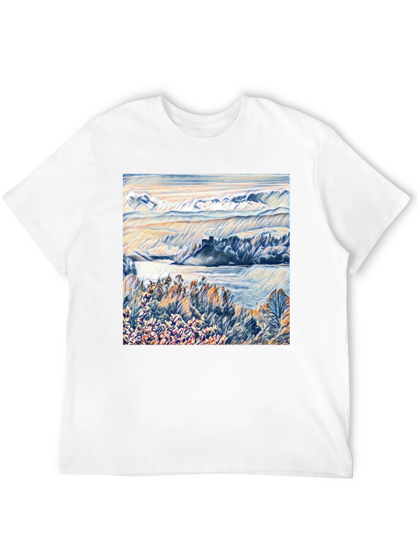 Scenic Landscape Graphic Print Black T-Shirt