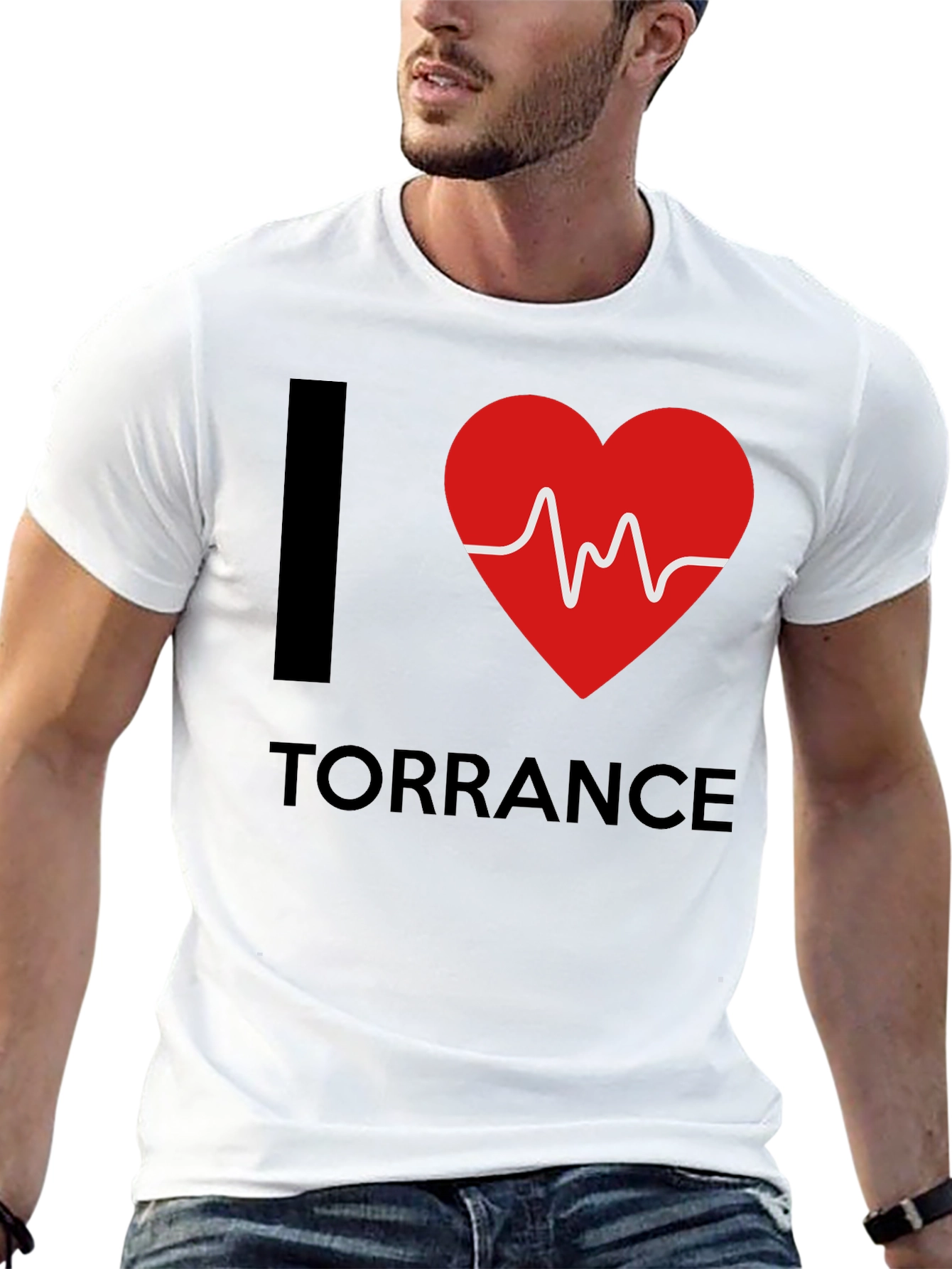 I Love Torrance T-Shirt Red Heartbeat Design