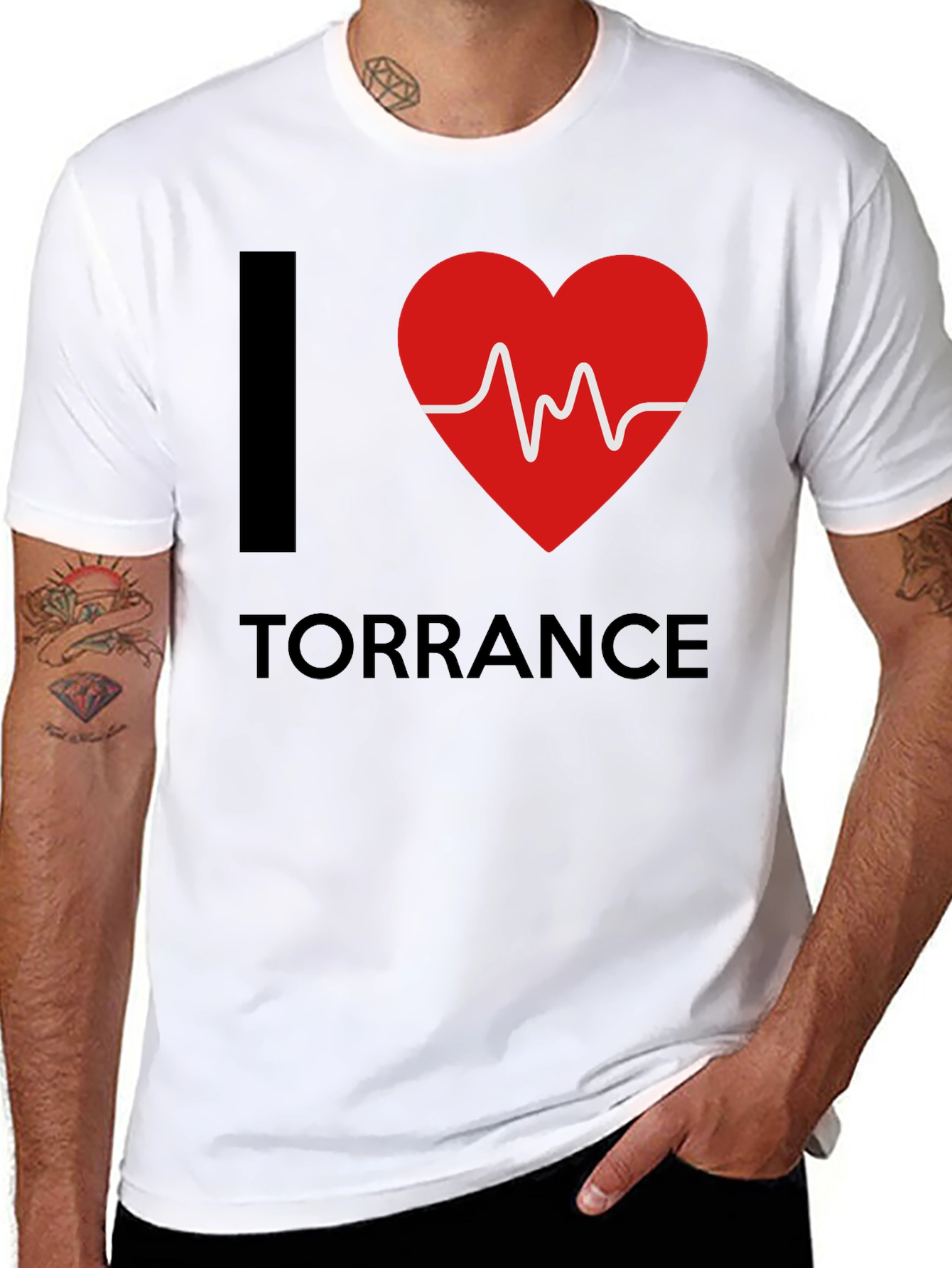 I Love Torrance T-Shirt Red Heartbeat Design