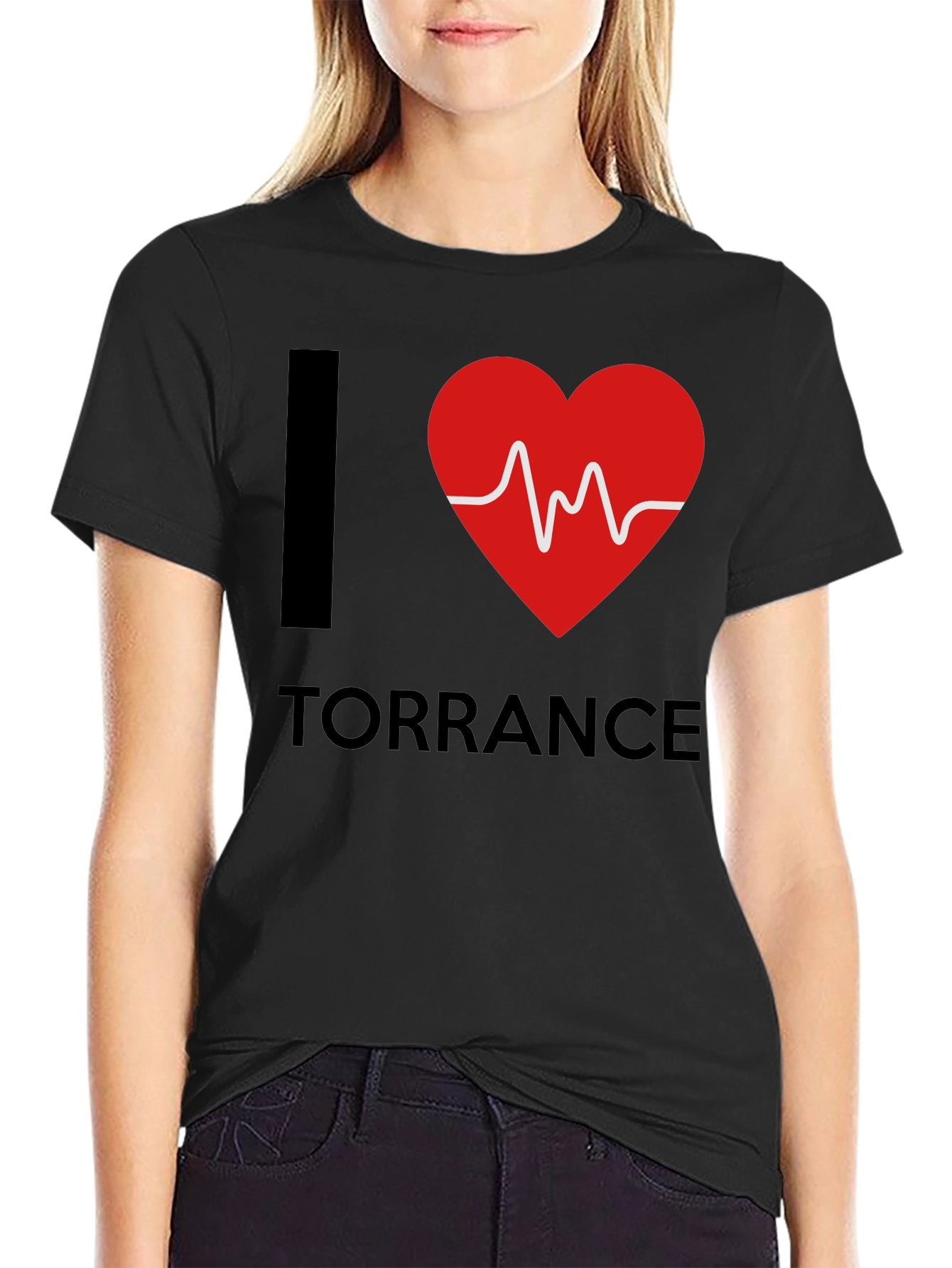I Love Torrance T-Shirt Red Heartbeat Design