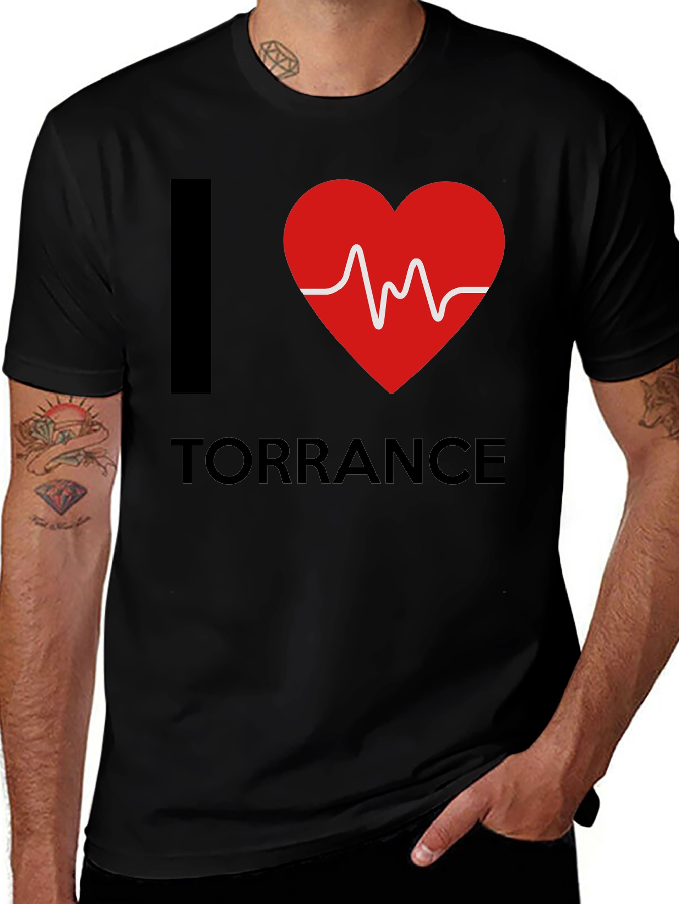 I Love Torrance T-Shirt Red Heartbeat Design