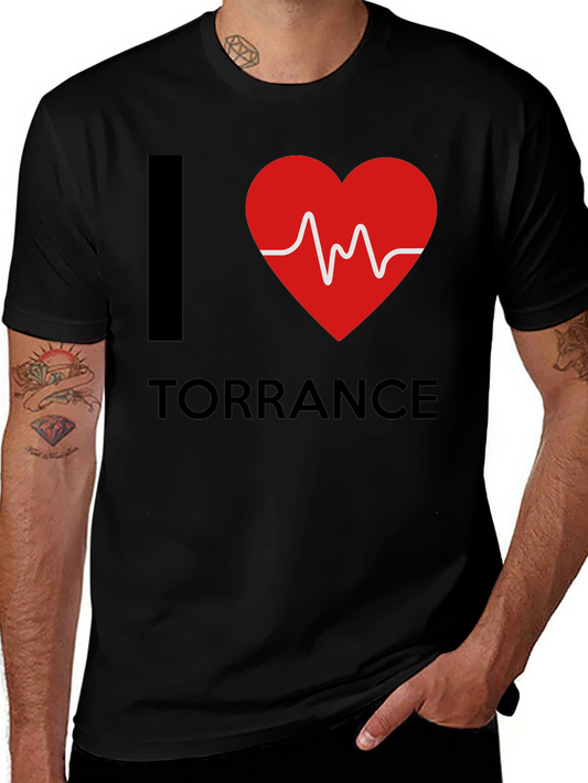 I Love Torrance T-Shirt Red Heartbeat Design