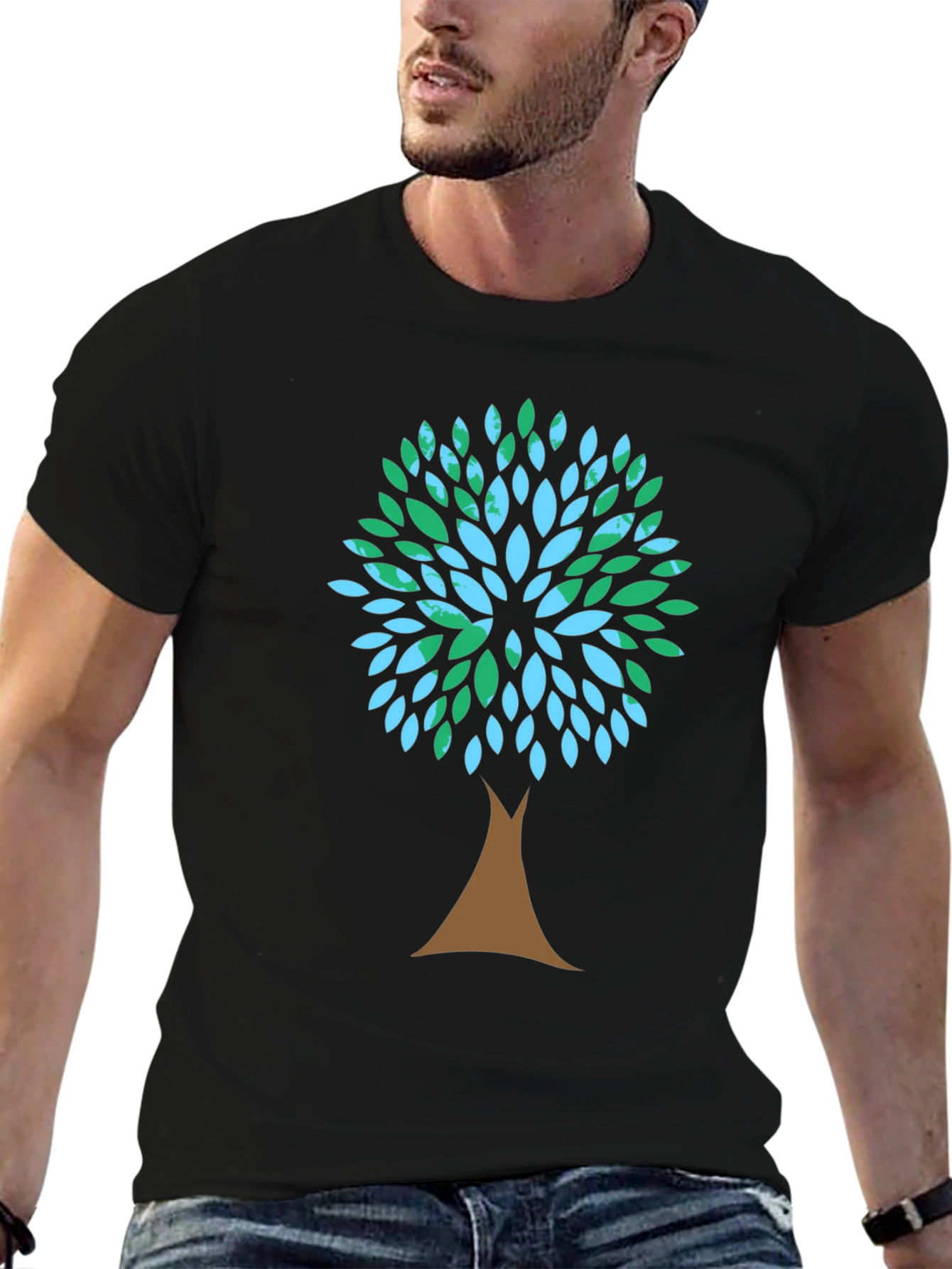Eco-Friendly Tree Graphic Tee - Black