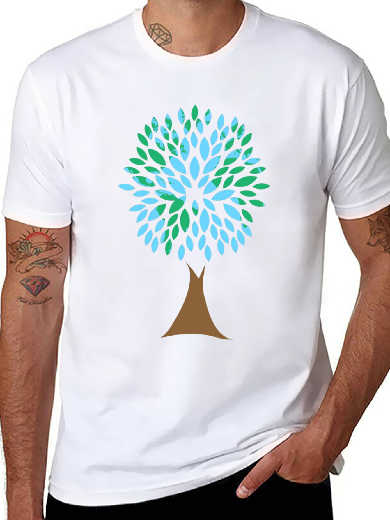 Eco-Friendly Tree Graphic Tee - Black