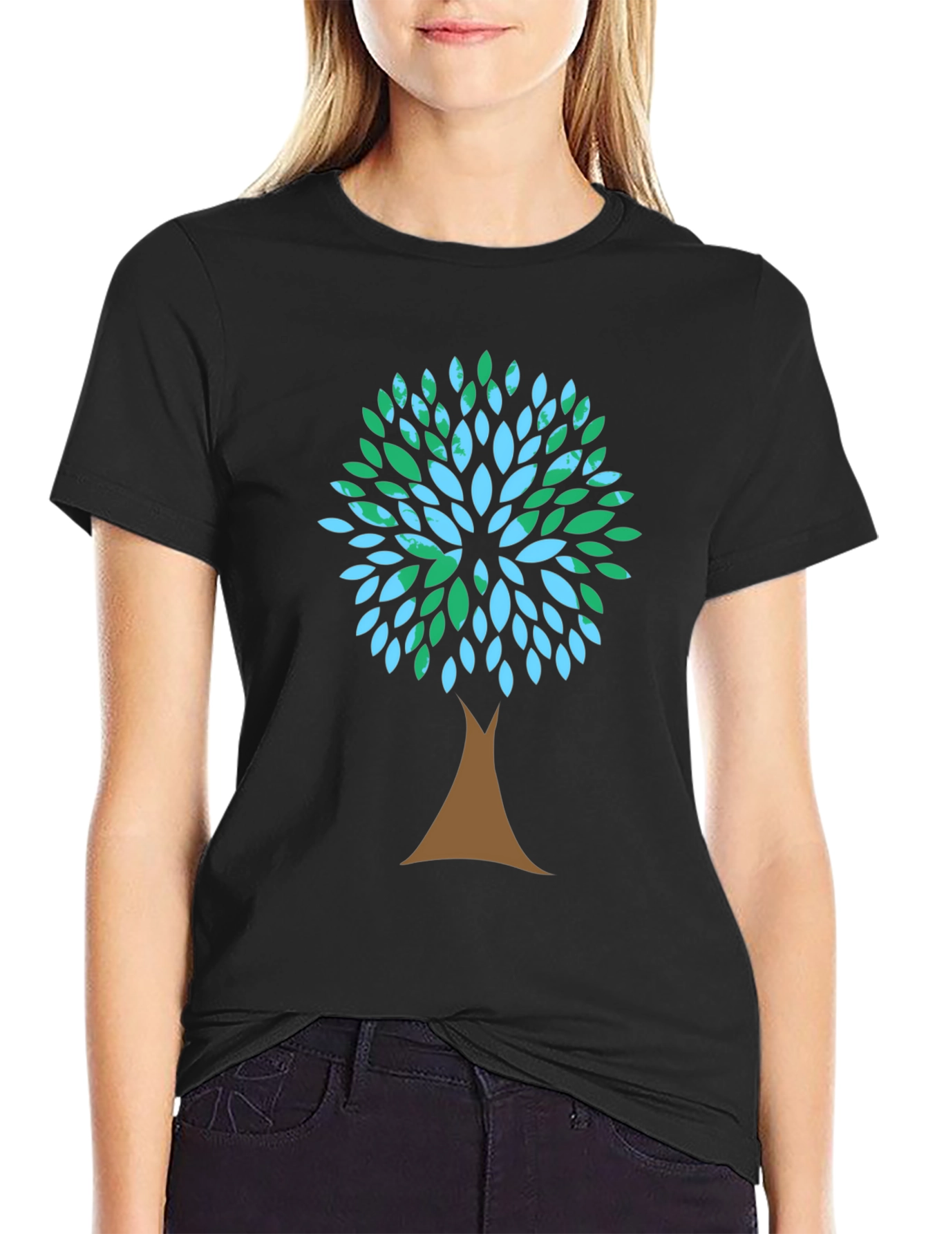 Eco-Friendly Tree Graphic Tee - Black