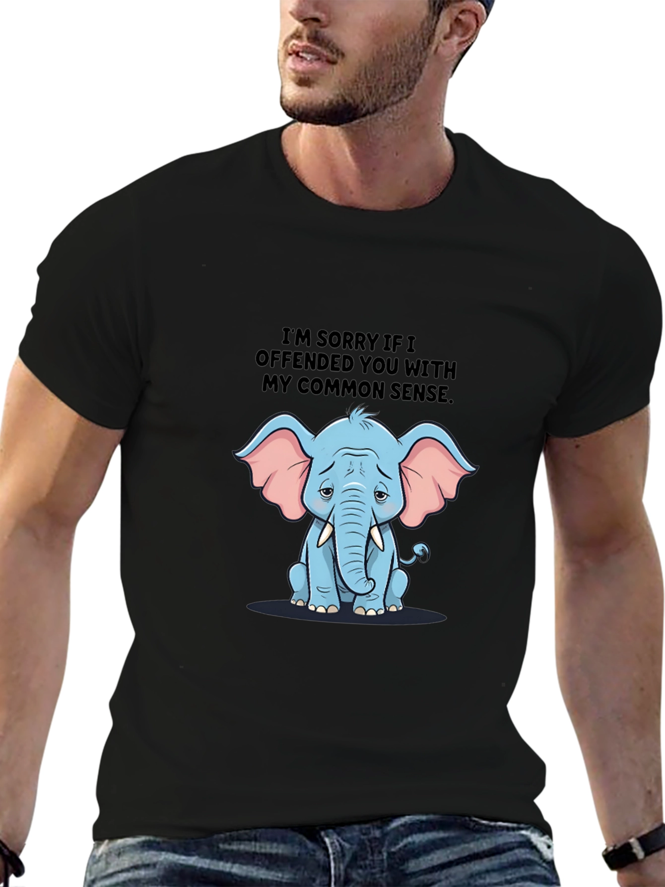 Funny Elephant Common Sense Graphic T-Shirt