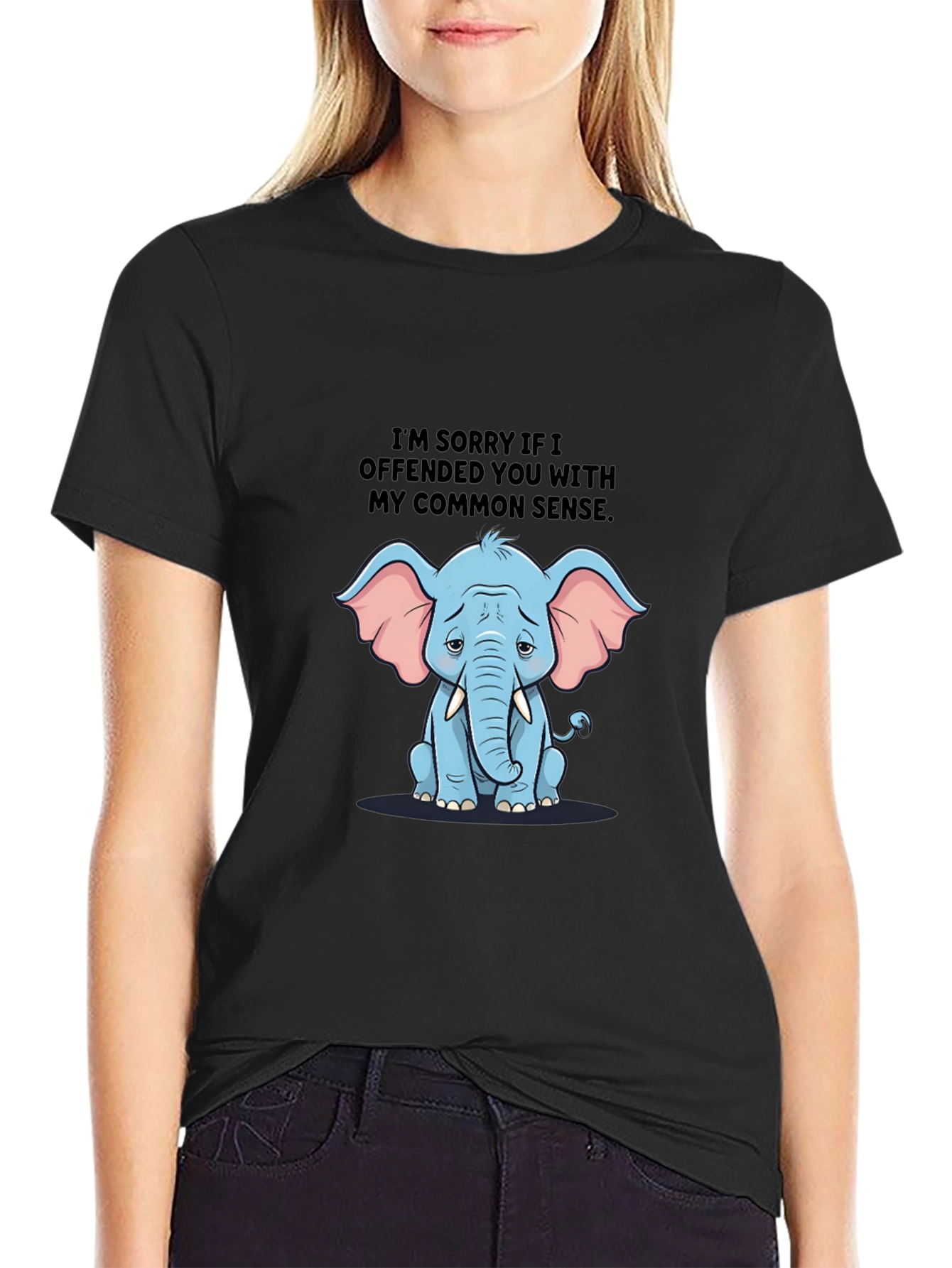 Funny Elephant Common Sense Graphic T-Shirt