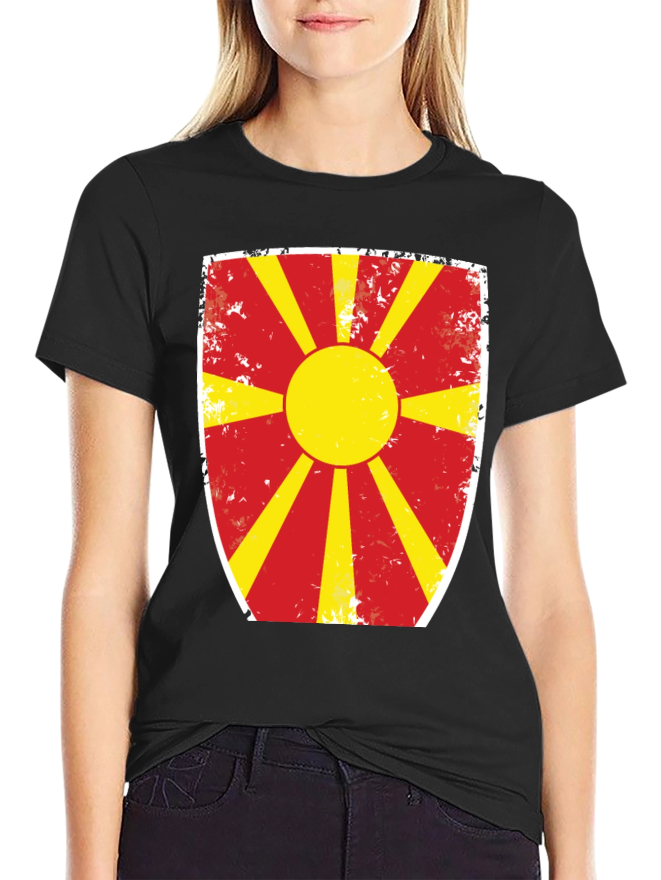 Macedonia Flag Graphic Black T-Shirt