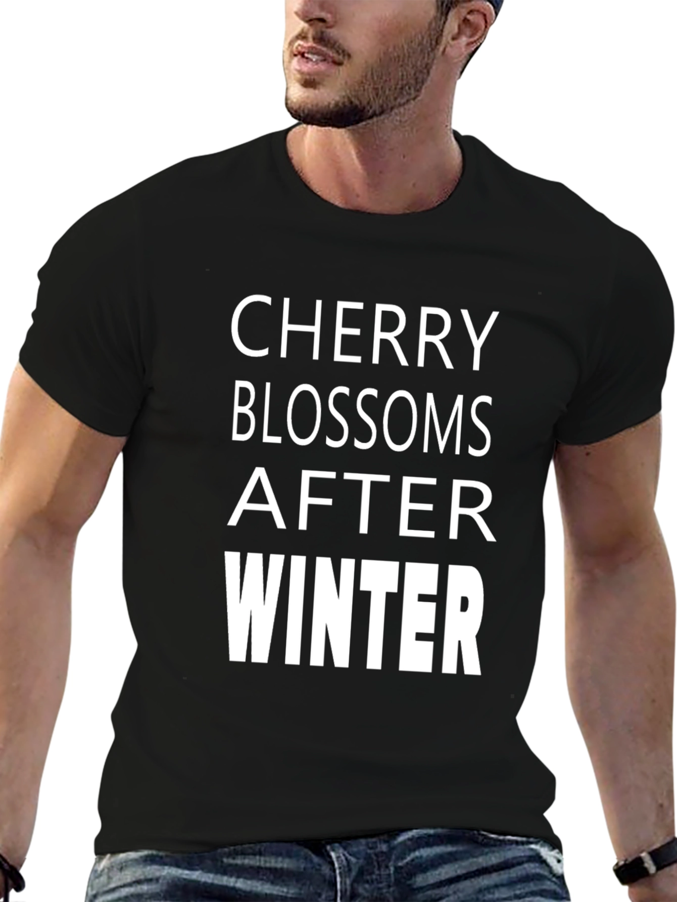 Cherry Blossoms After Winter Black Graphic Tee