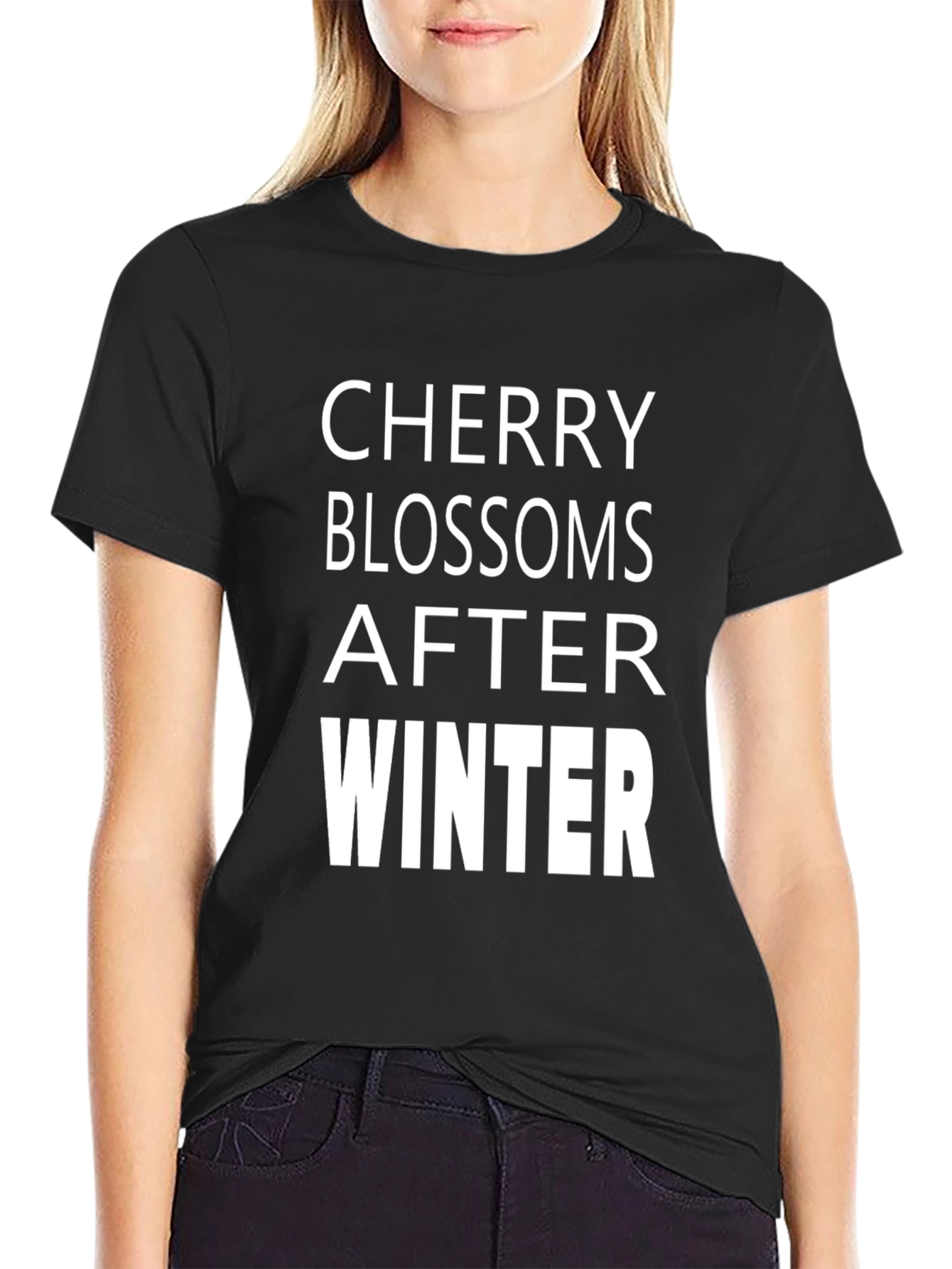 Cherry Blossoms After Winter Black Graphic Tee