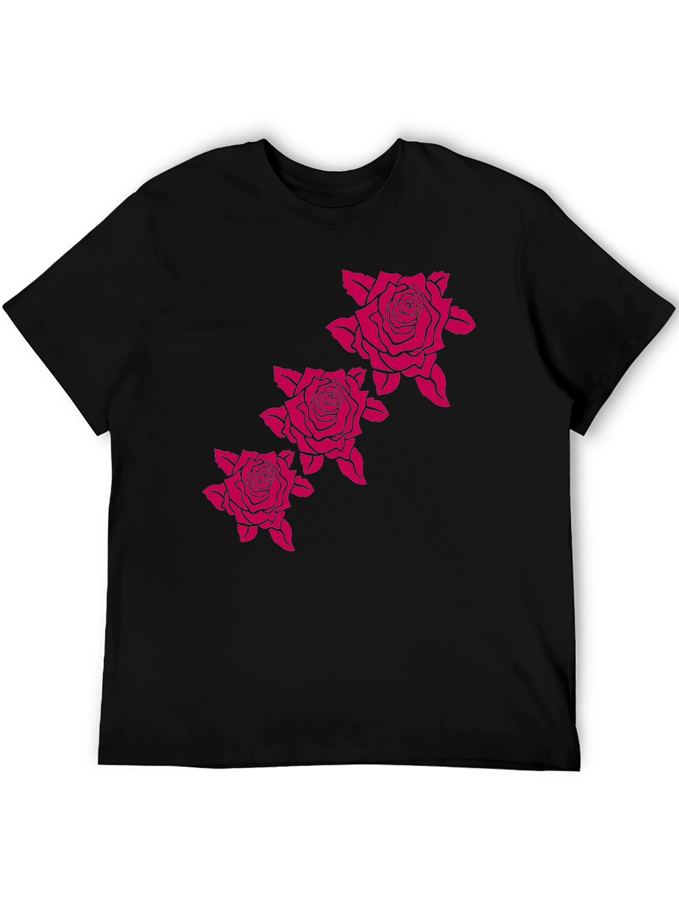 Mens Black Tee with Rose Graphic