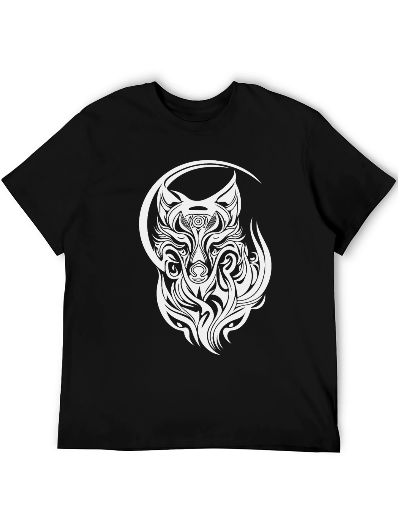Wolf Tribal Design T-Shirt - Black
