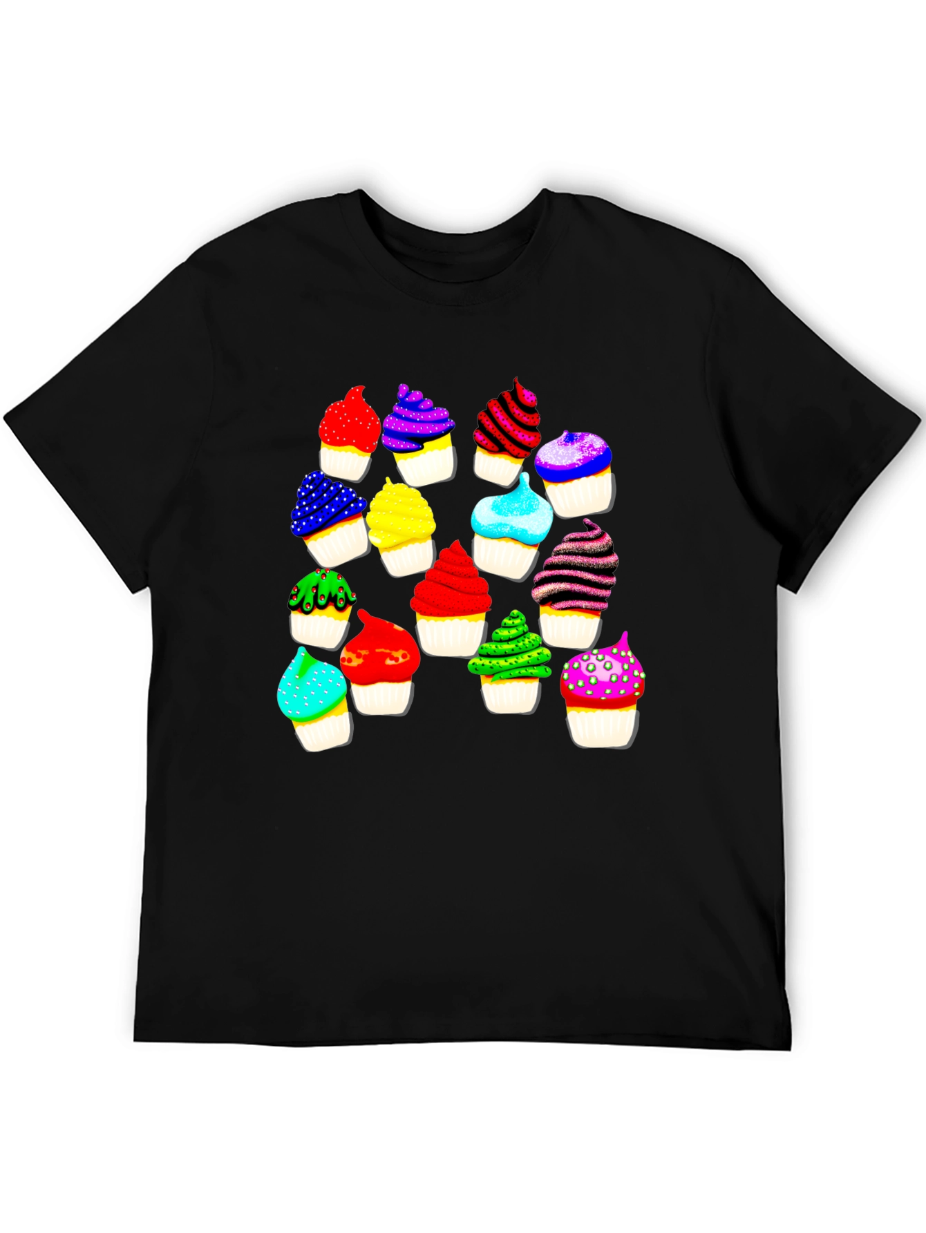Colorful Cupcake Print T-Shirt