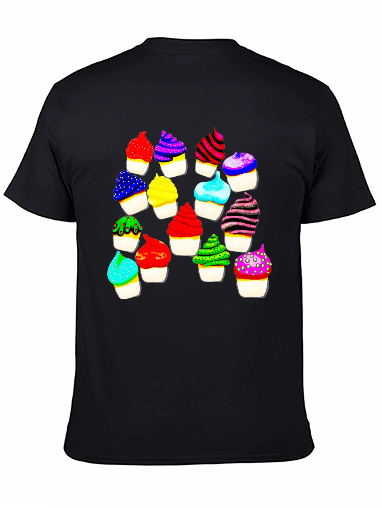 Colorful Cupcake Print T-Shirt