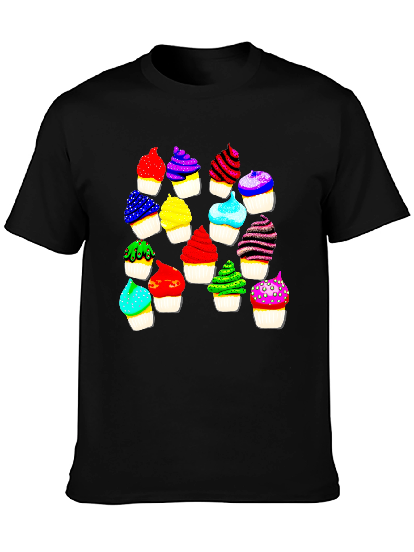 Colorful Cupcake Print T-Shirt