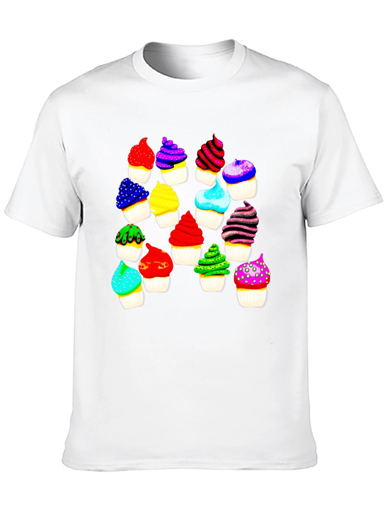 Colorful Cupcake Print T-Shirt
