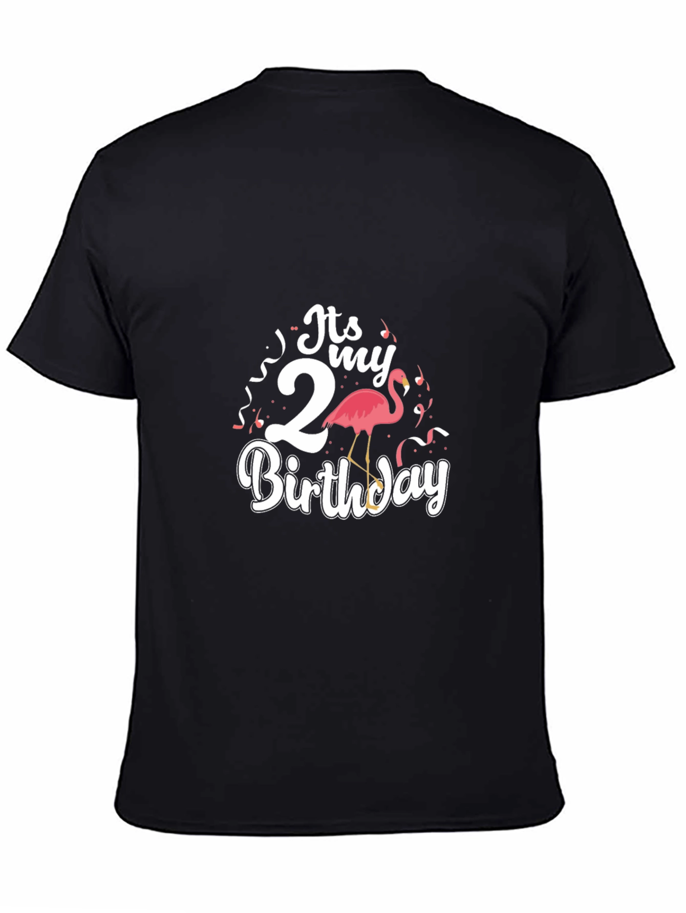 Its My 2nd Birthday Flamingo Black T-Shirt
