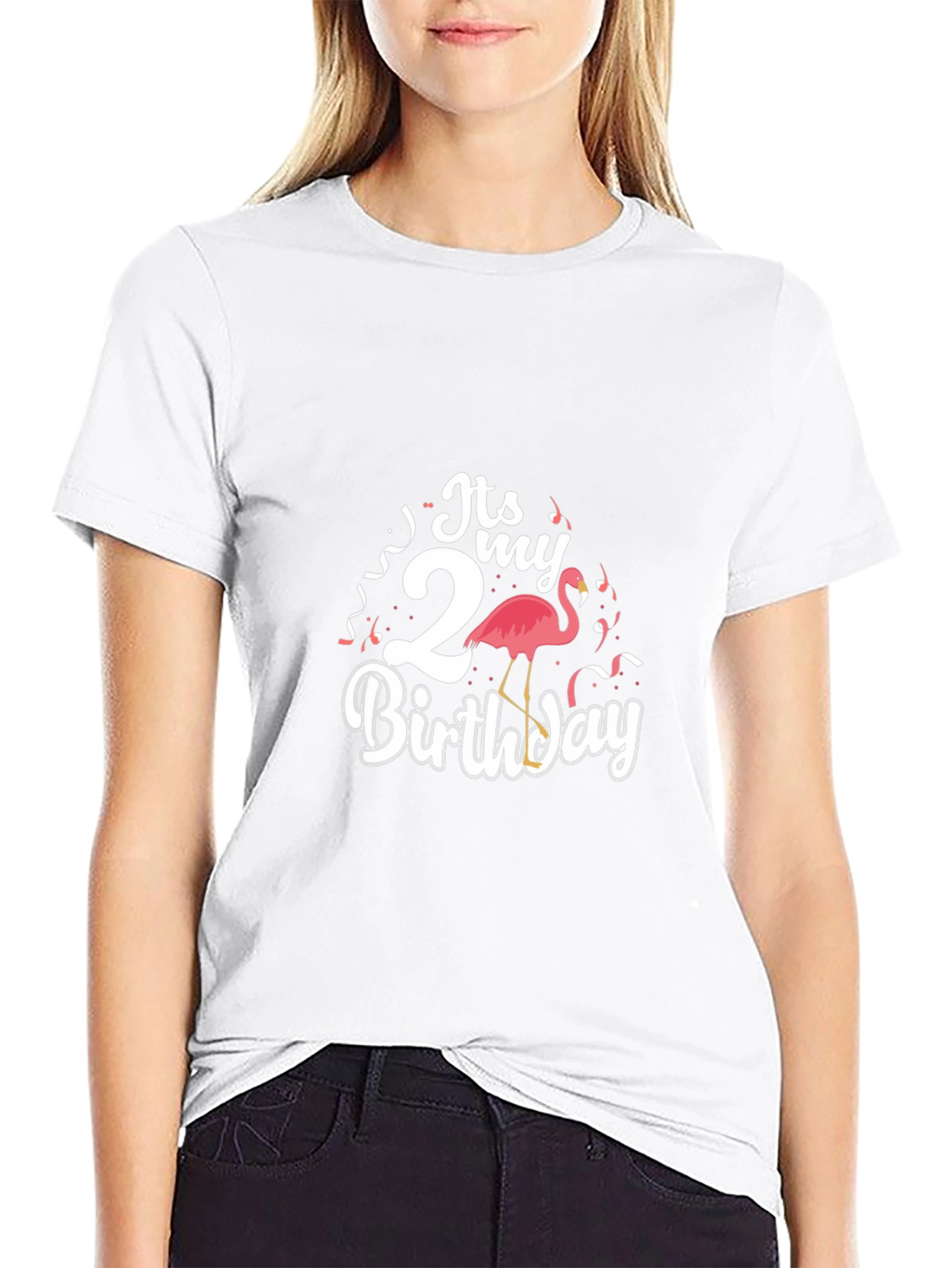 Its My 2nd Birthday Flamingo Black T-Shirt