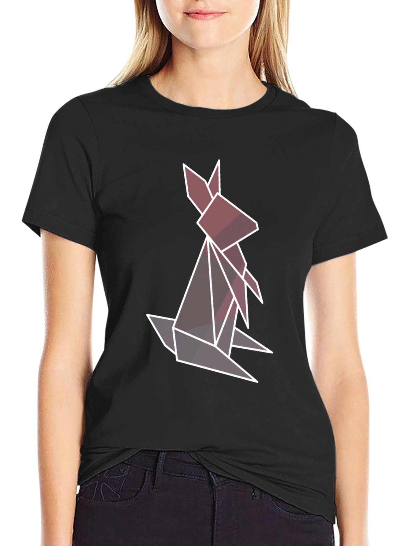 Geometric Rabbit Graphic Tee - Stylish Mens Black T-Shirt