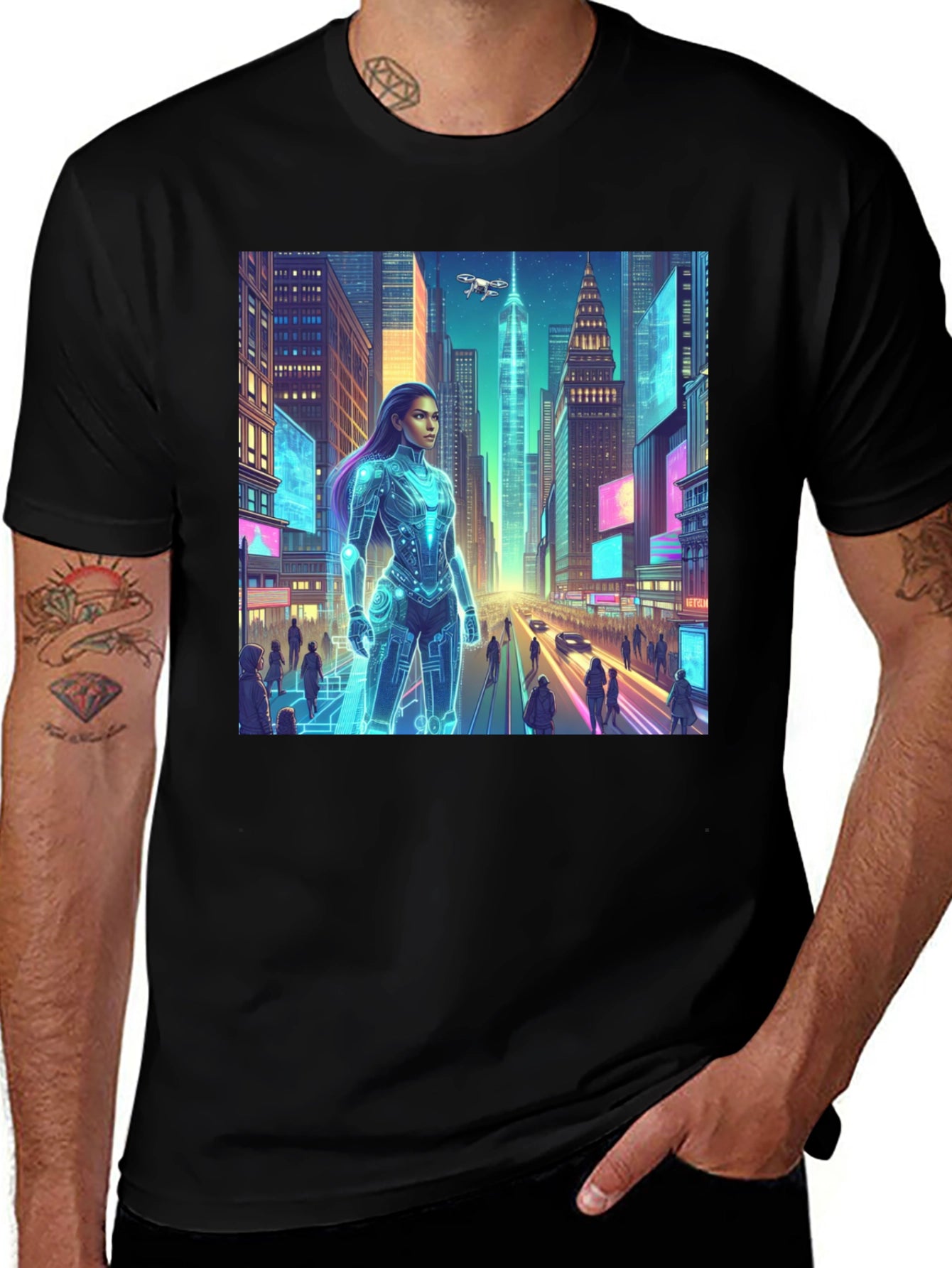 Cyberpunk Cityscape Graphic Tee