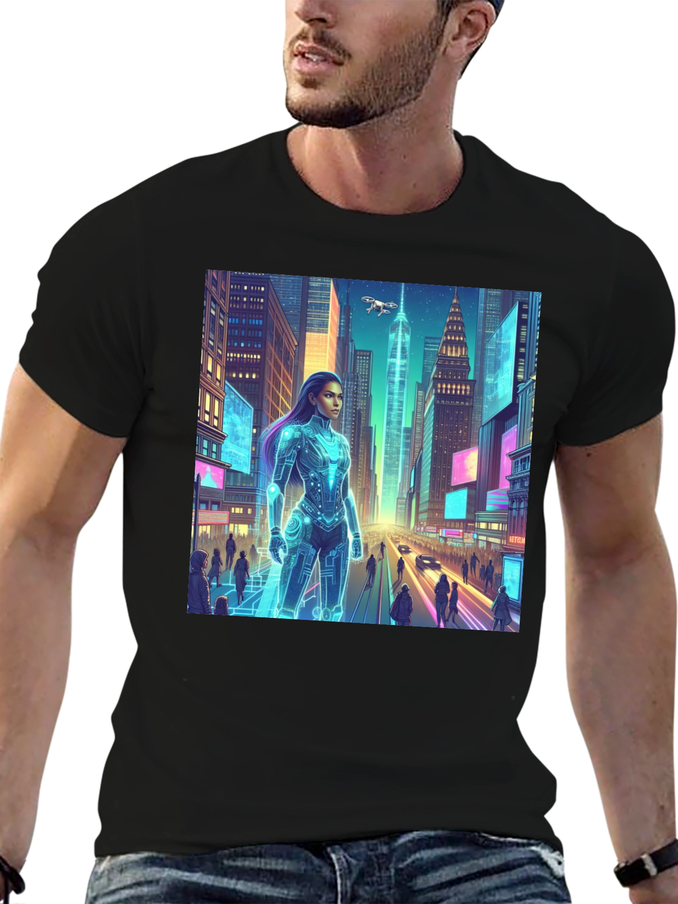 Cyberpunk Cityscape Graphic Tee