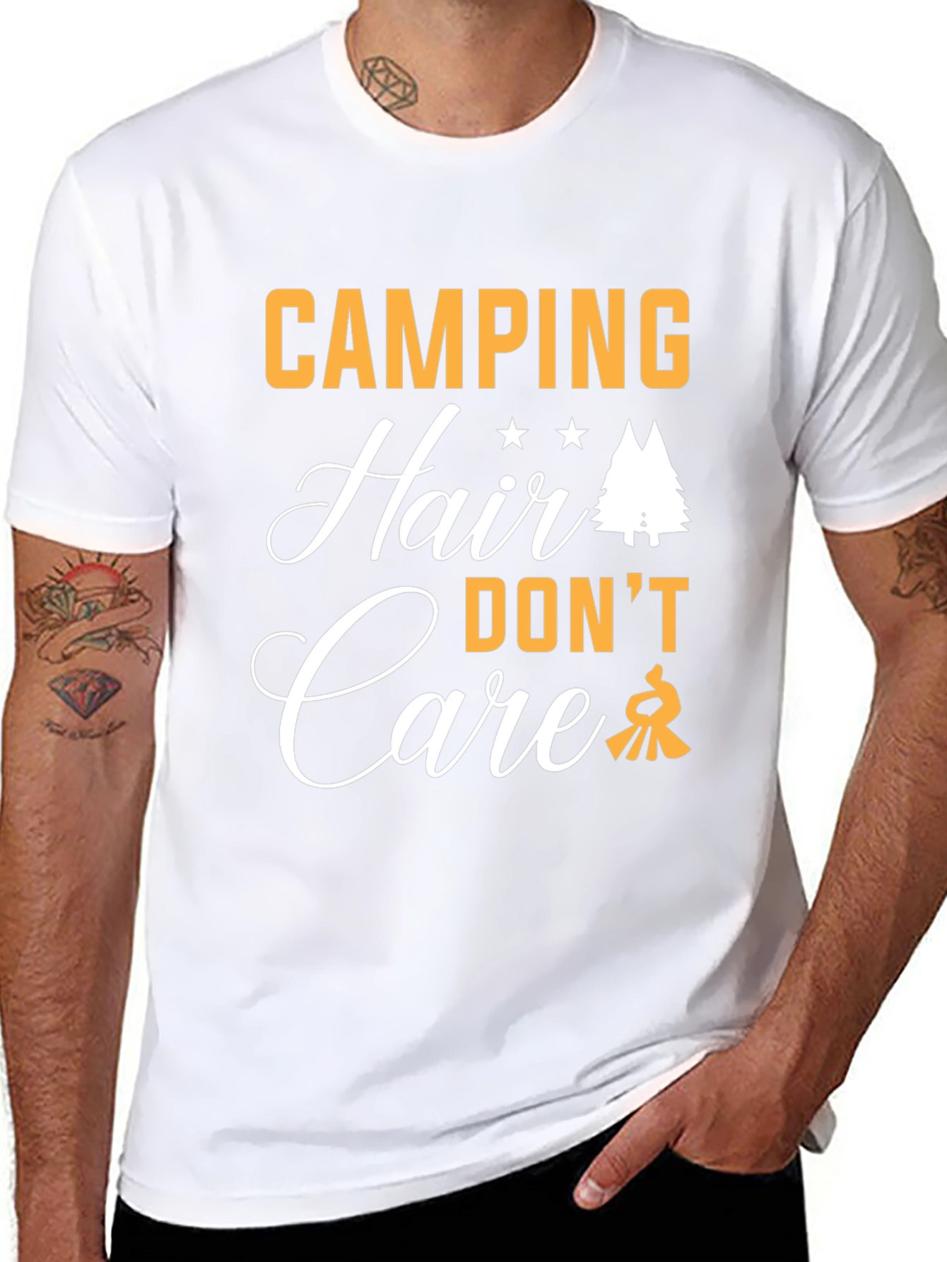 Camping Hair Dont Care Graphic T-Shirt