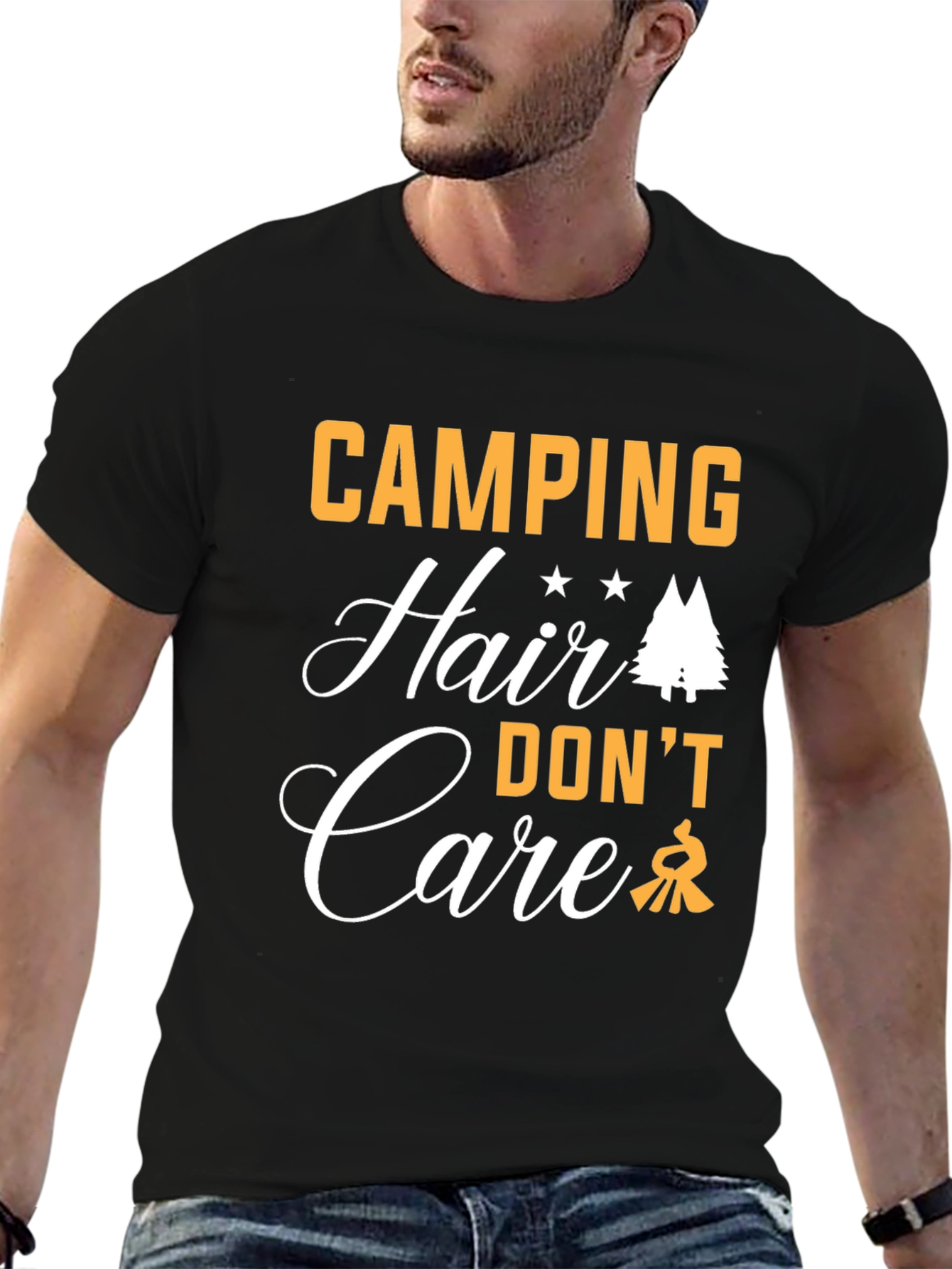Camping Hair Dont Care Graphic T-Shirt
