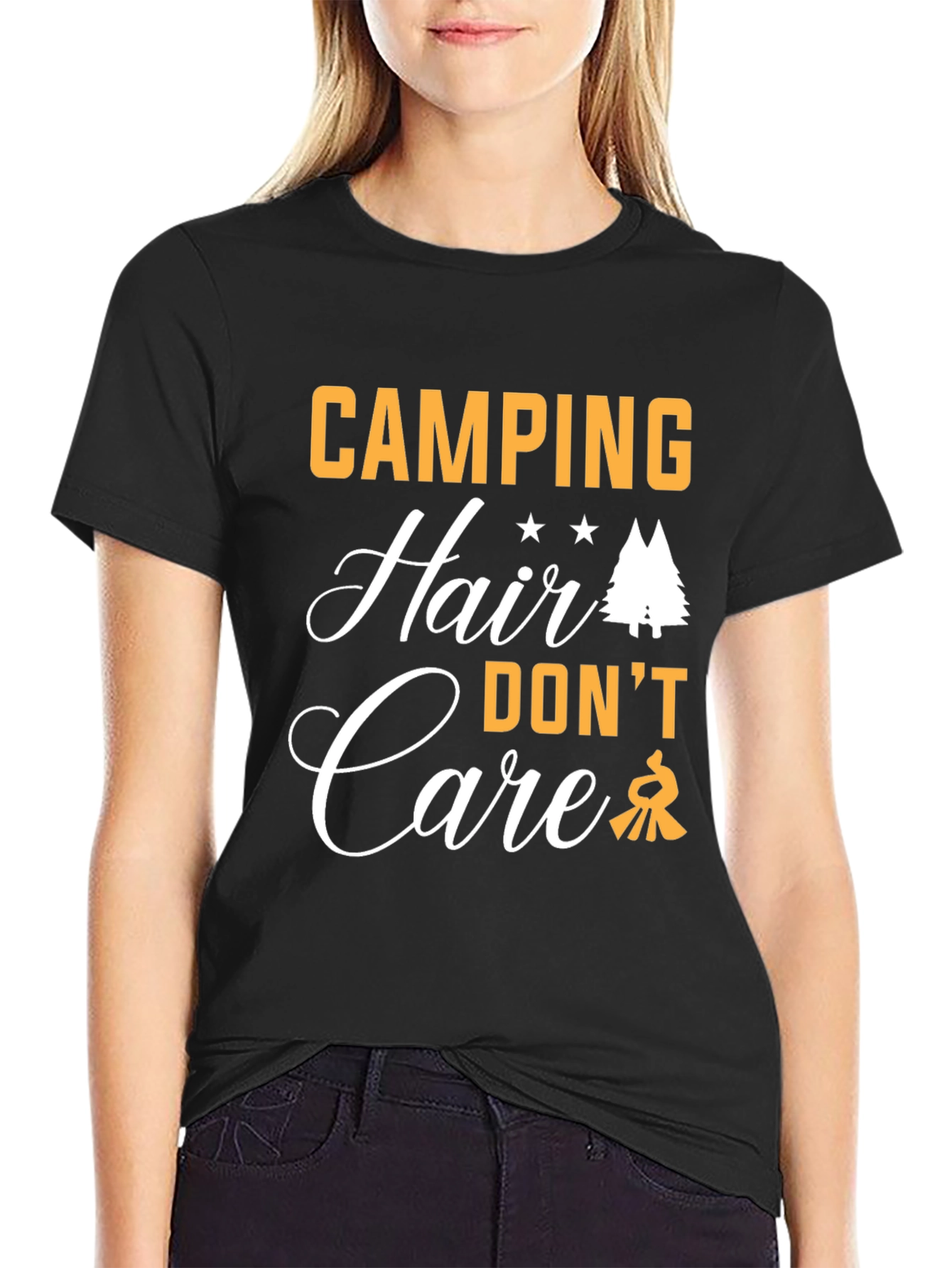 Camping Hair Dont Care Graphic T-Shirt