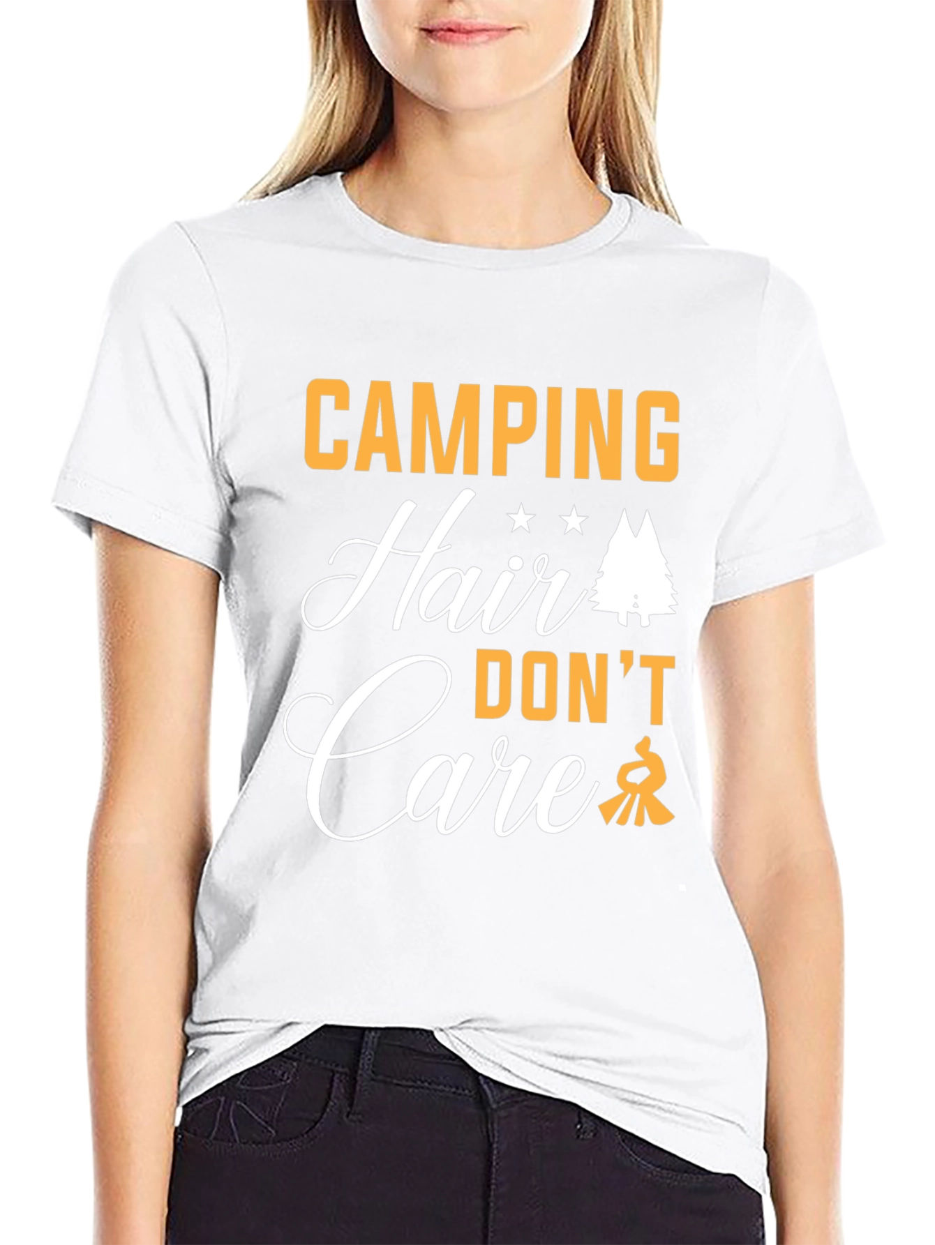 Camping Hair Dont Care Graphic T-Shirt