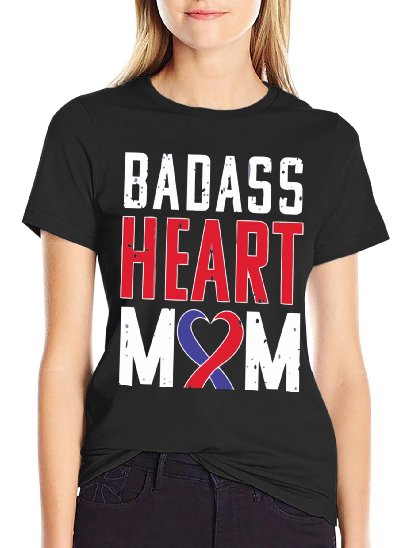 Badass Heart Mom Graphic Tee - Awareness Ribbon