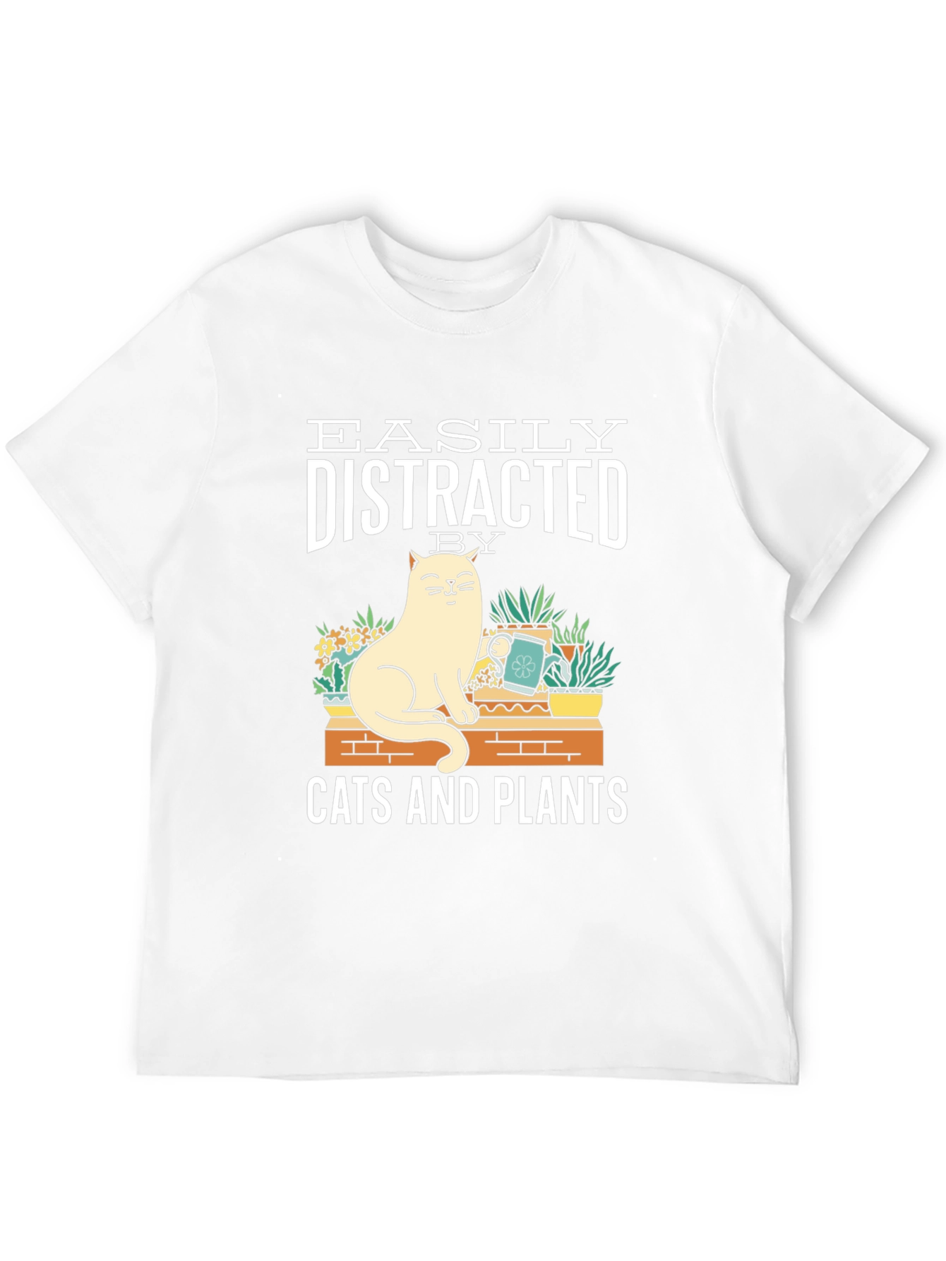 Easily Distracted by Cats & Plants Graphic T-Shirt