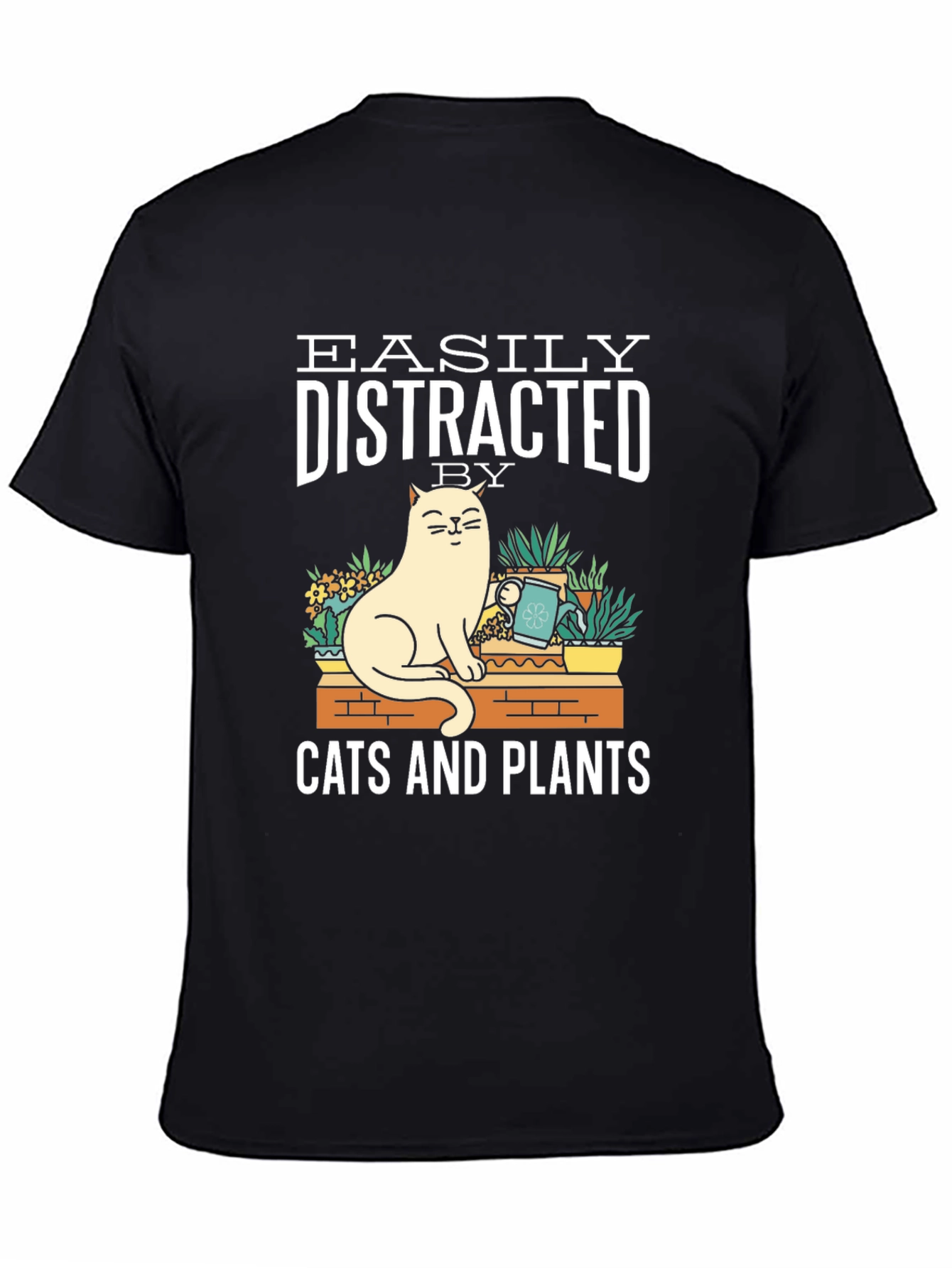 Easily Distracted by Cats & Plants Graphic T-Shirt