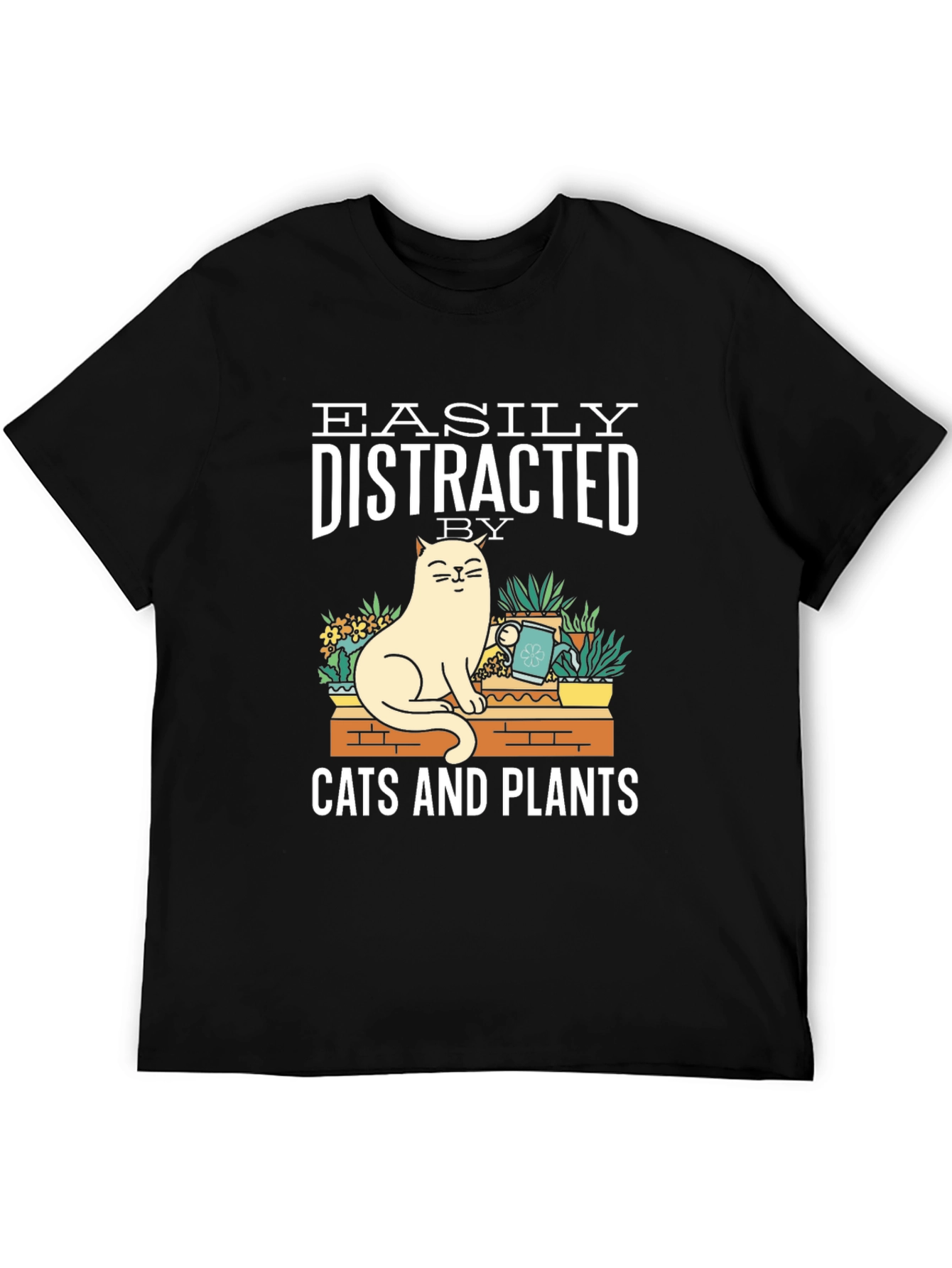Easily Distracted by Cats & Plants Graphic T-Shirt