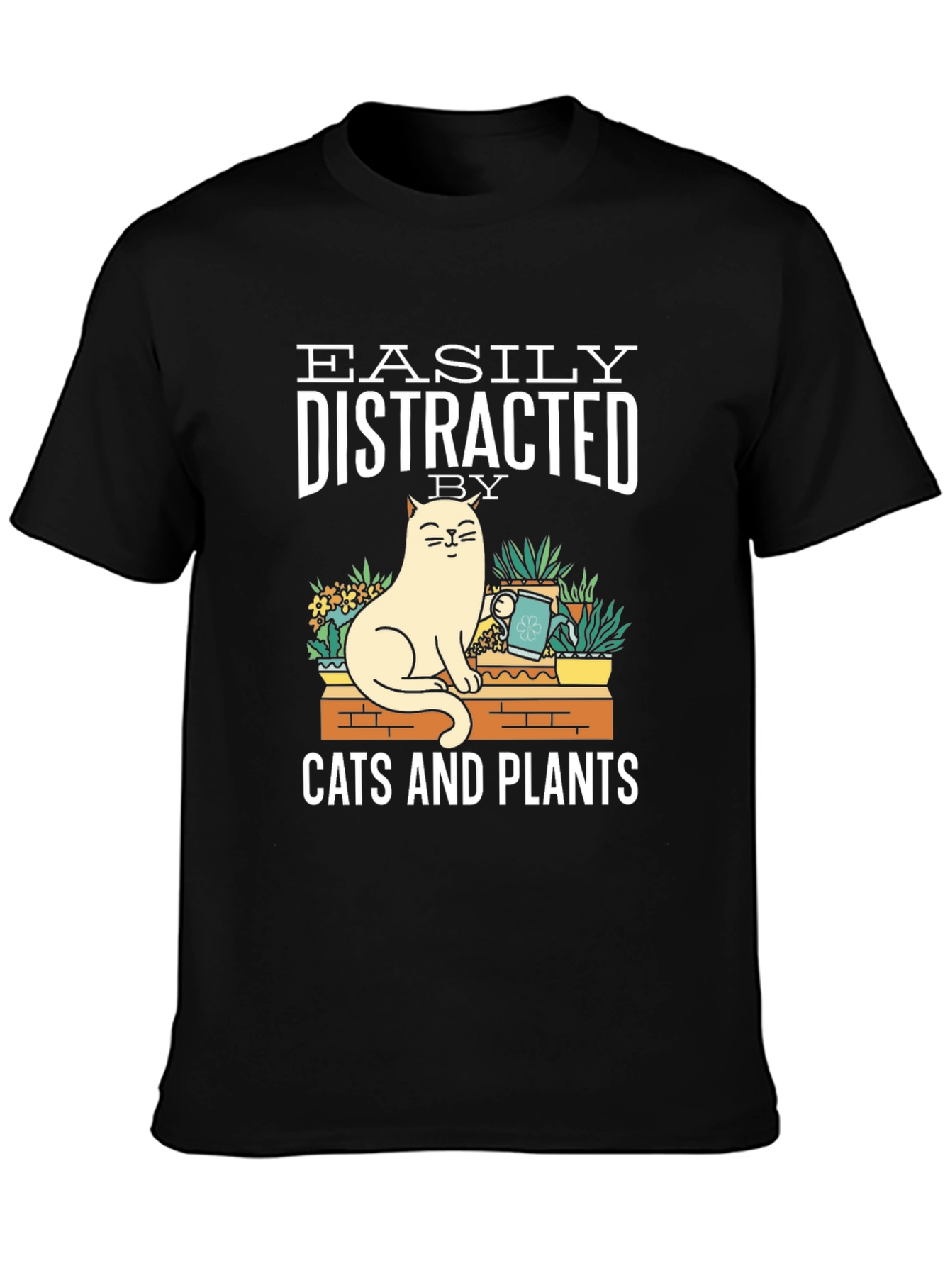 Easily Distracted by Cats & Plants Graphic T-Shirt