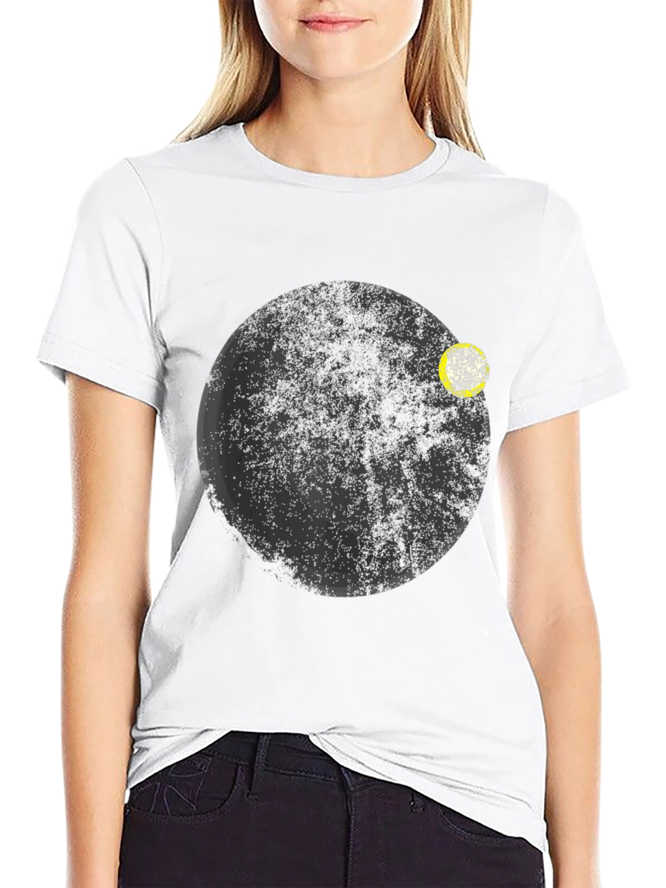 Minimalist Planet Graphic Black T-Shirt
