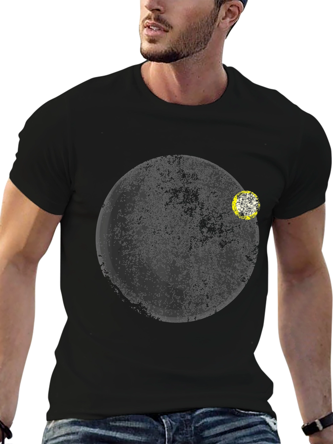 Minimalist Planet Graphic Black T-Shirt
