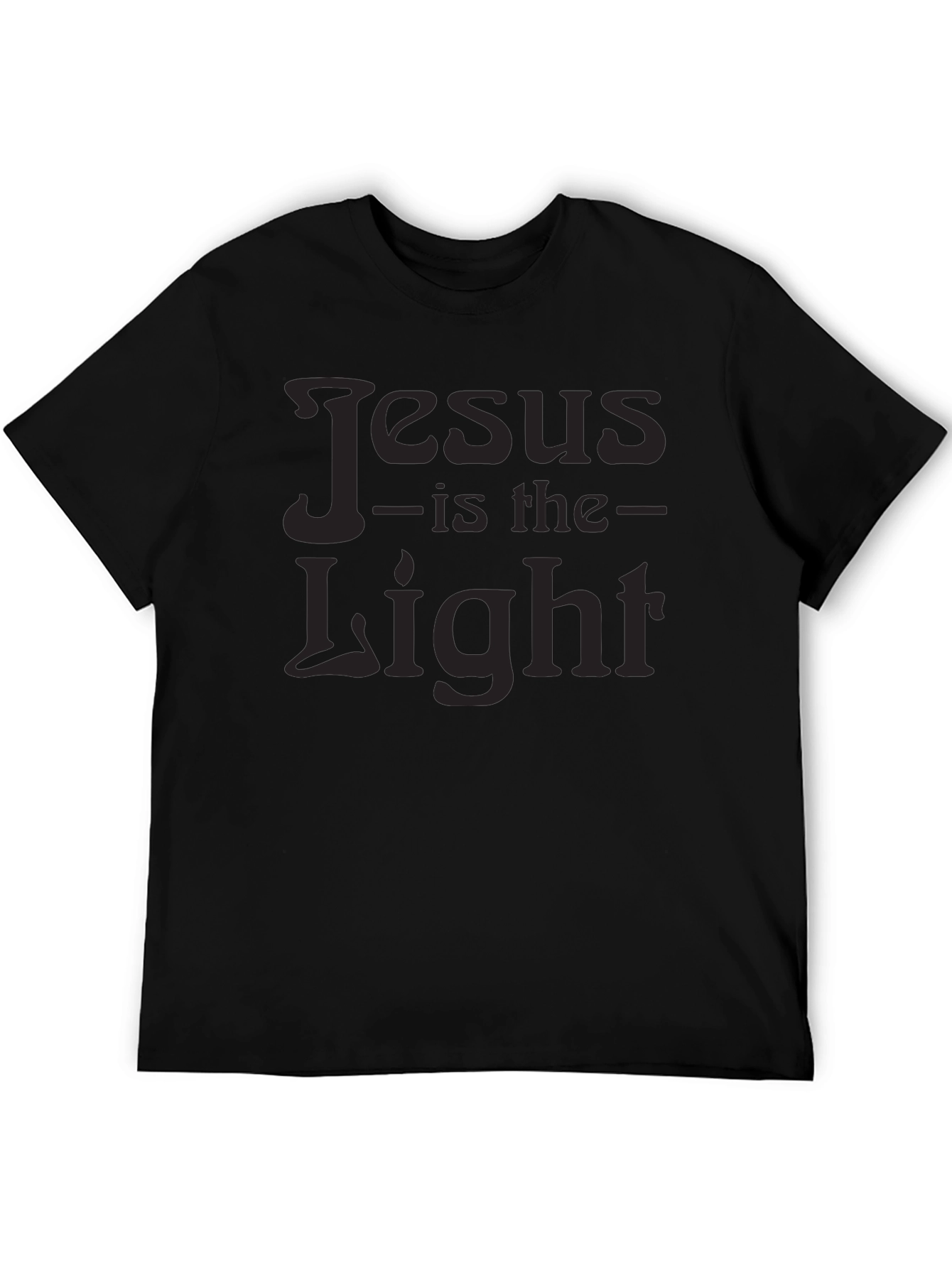 Jesus Is The Light Graphic Print Black T-Shirt