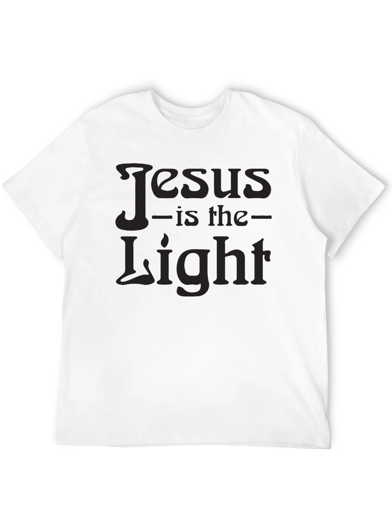 Jesus Is The Light Graphic Print Black T-Shirt