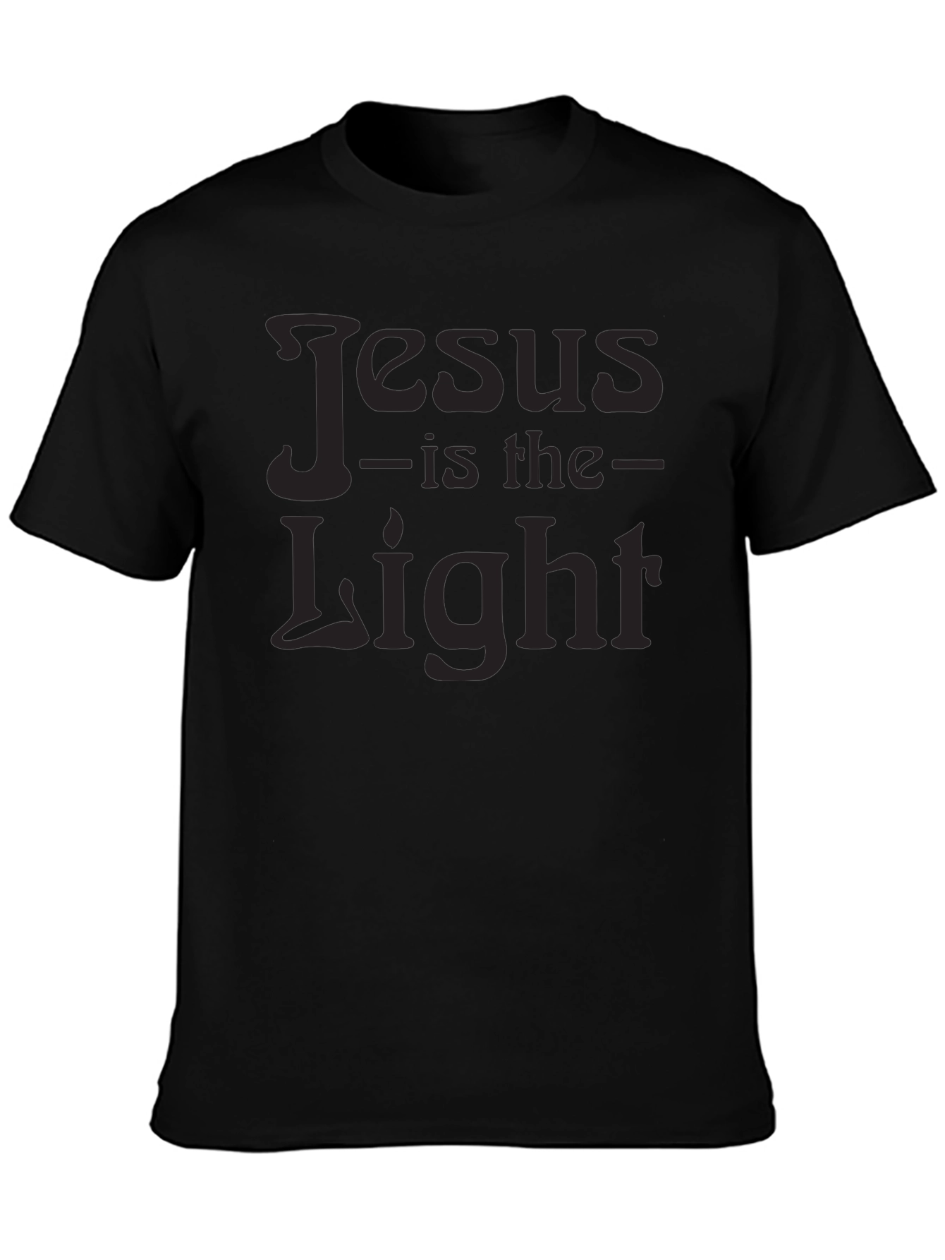 Jesus Is The Light Graphic Print Black T-Shirt