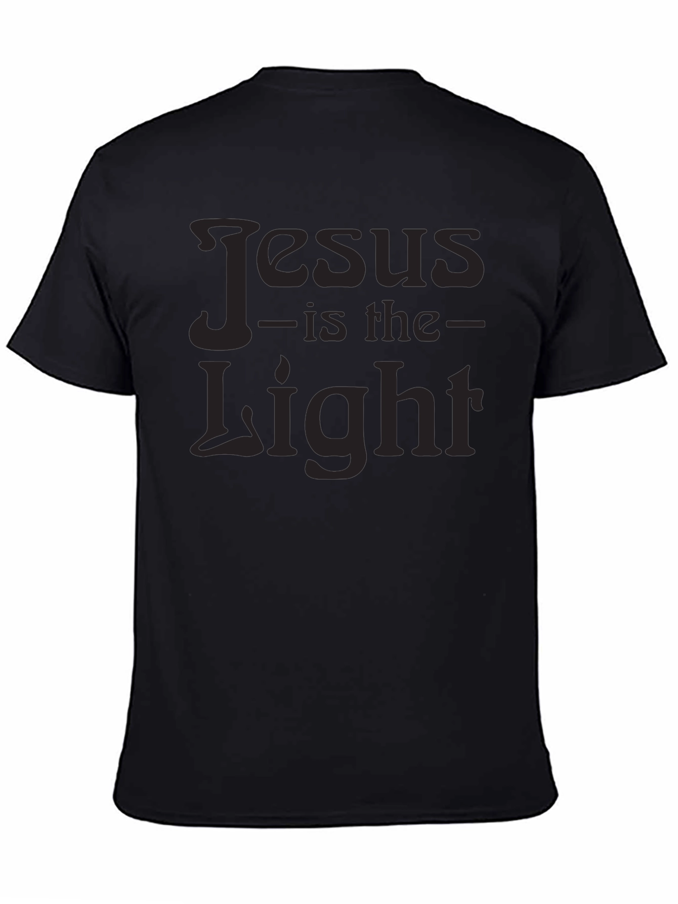 Jesus Is The Light Graphic Print Black T-Shirt