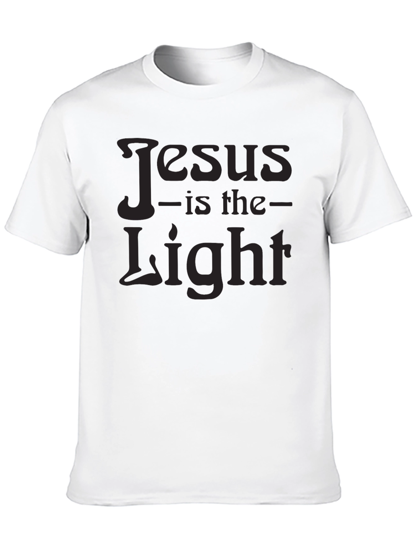 Jesus Is The Light Graphic Print Black T-Shirt
