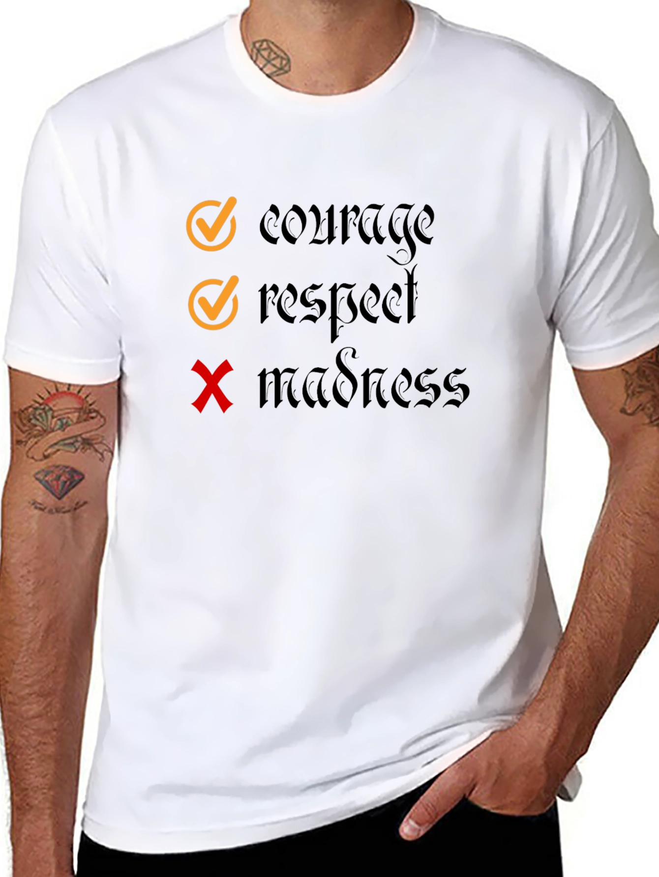 Courage Respect Graphic Tee - Black Cotton T-Shirt