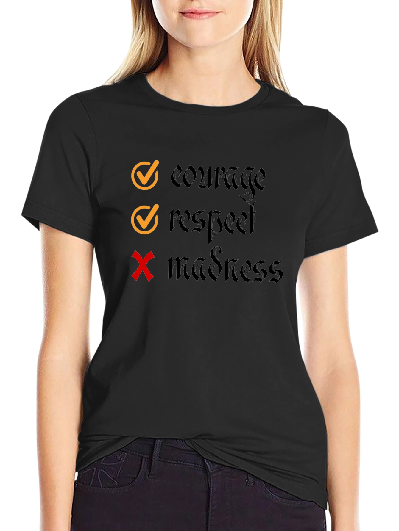 Courage Respect Graphic Tee - Black Cotton T-Shirt