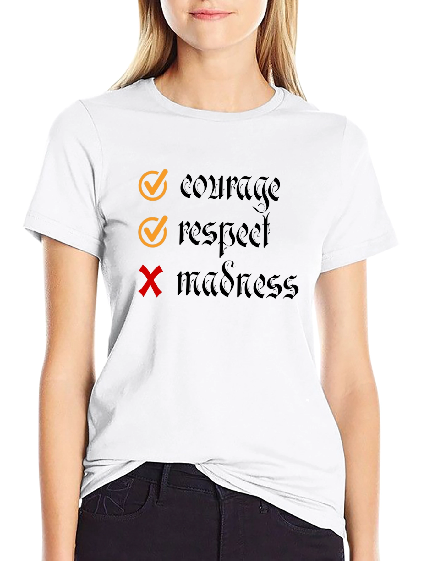 Courage Respect Graphic Tee - Black Cotton T-Shirt
